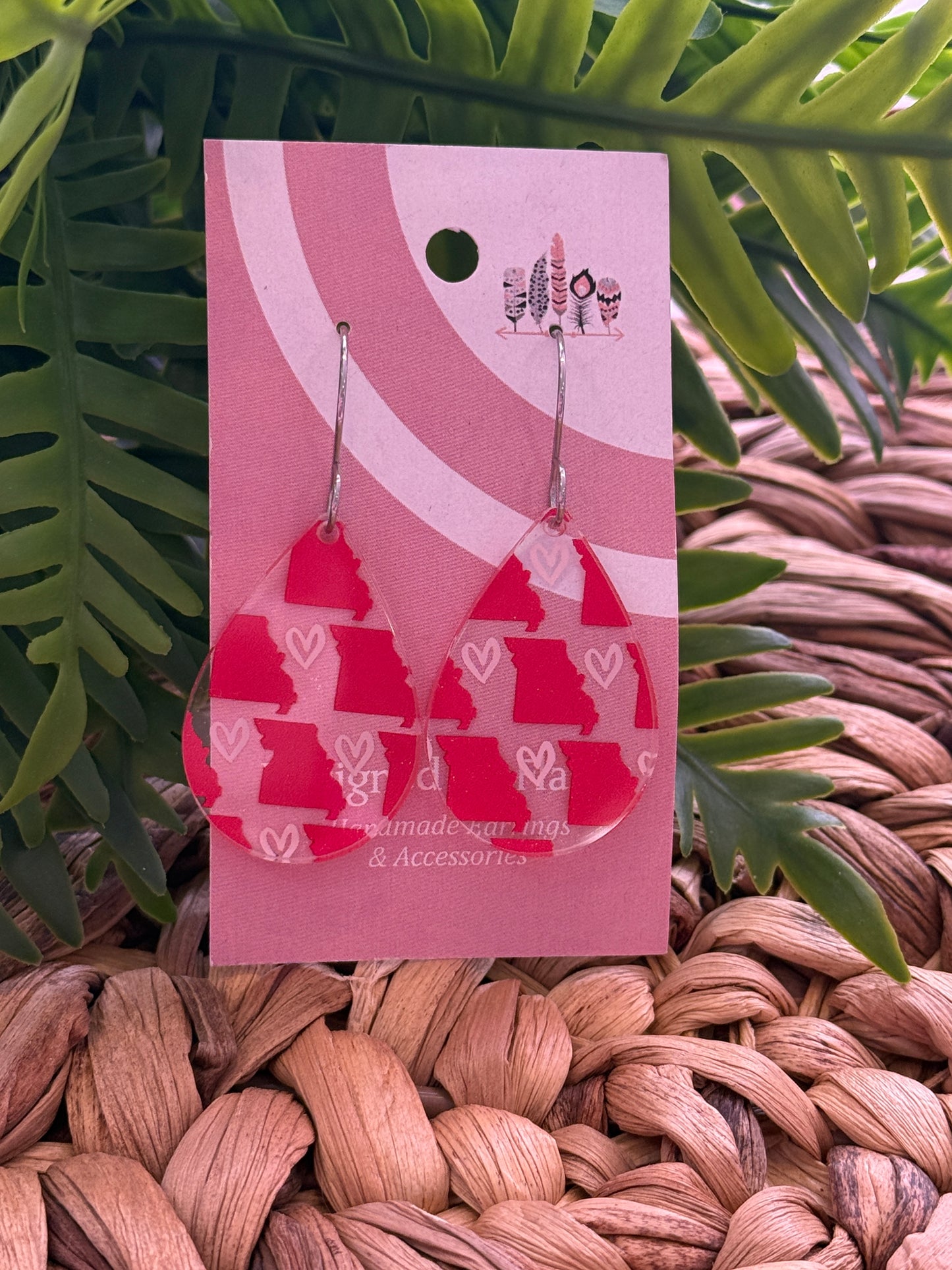 State of Missouri Heart Acrylic Dangle Earrings