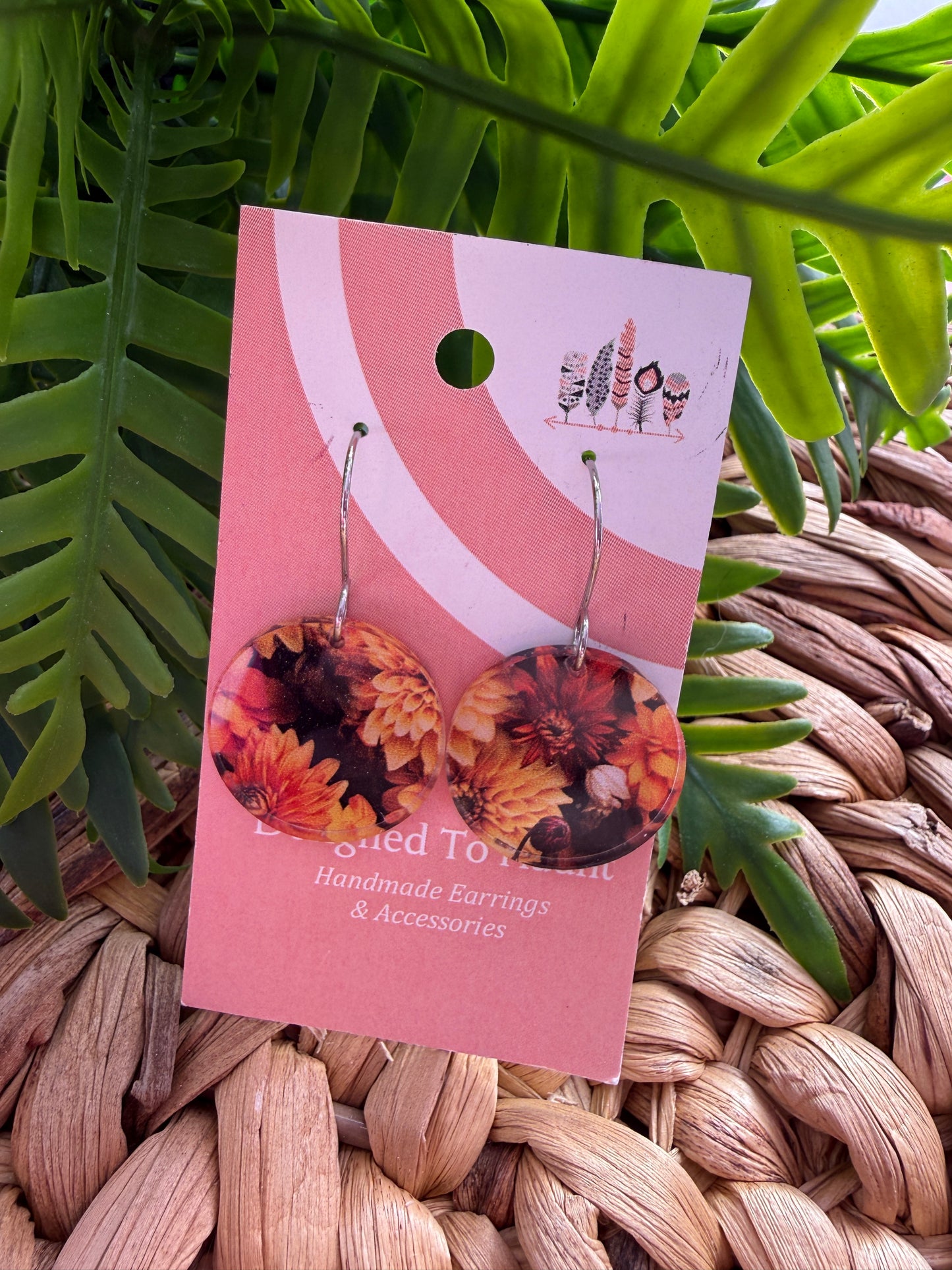 Autumn Bloom Print Dangle Earrings