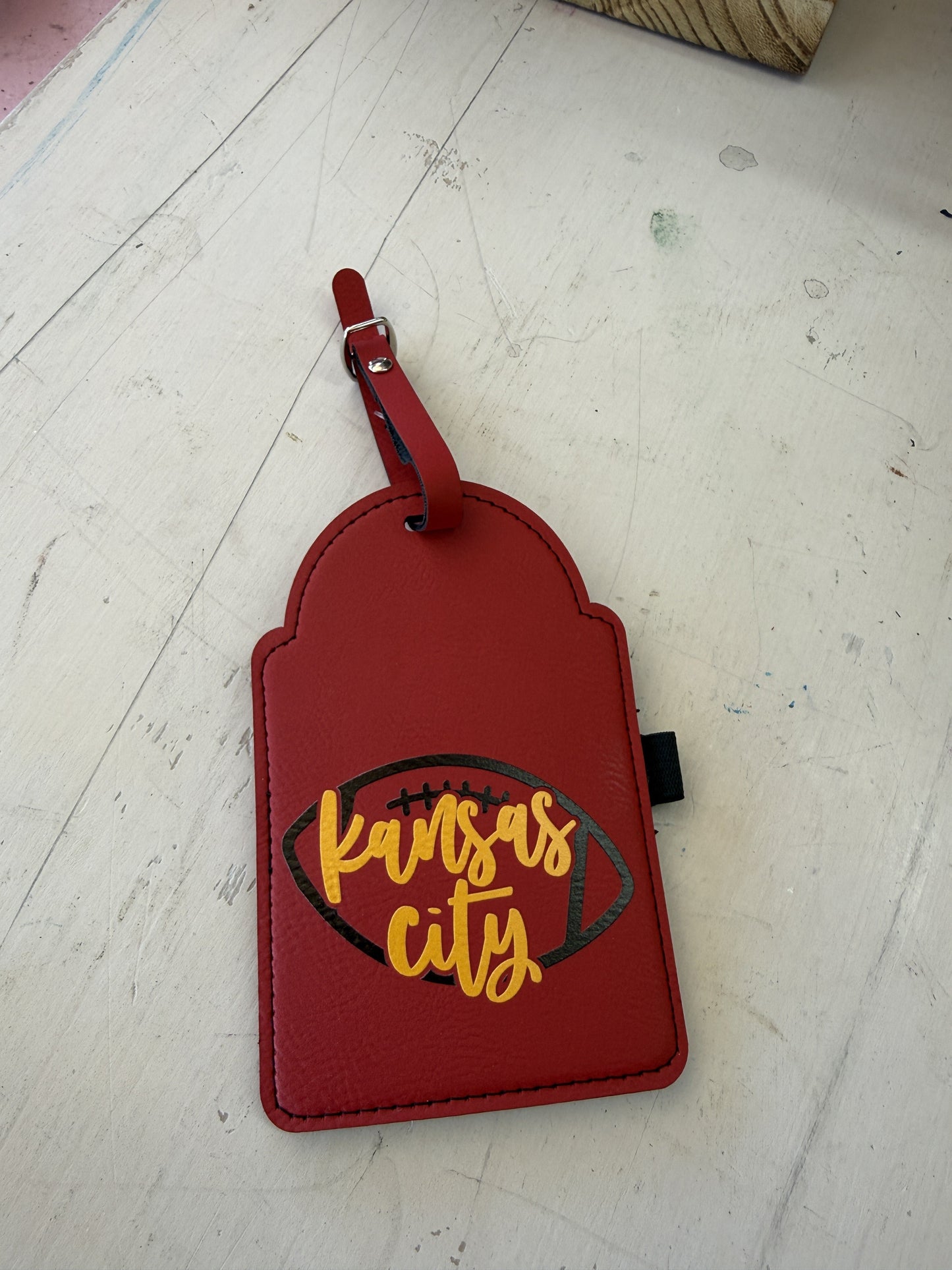 UV Printed Yellow KC Football Golf Bag Tag