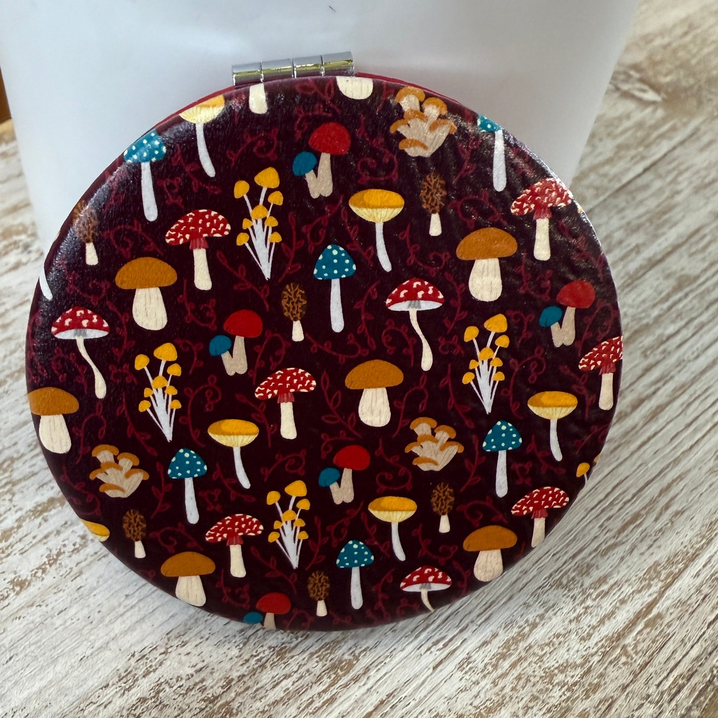 UV Printed Mushroom Magic Leatherette Compact Mirror