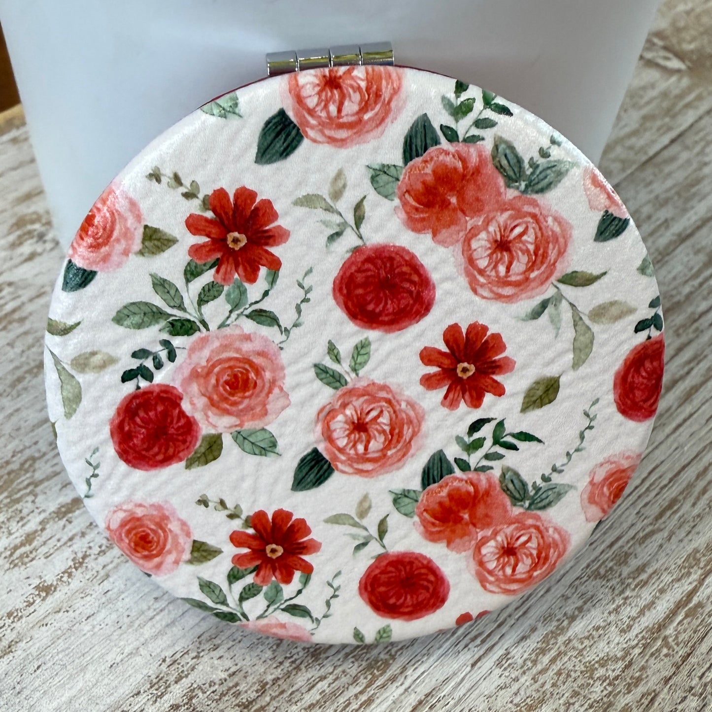 UV Printed Petals & Posies Leatherette Compact Mirror