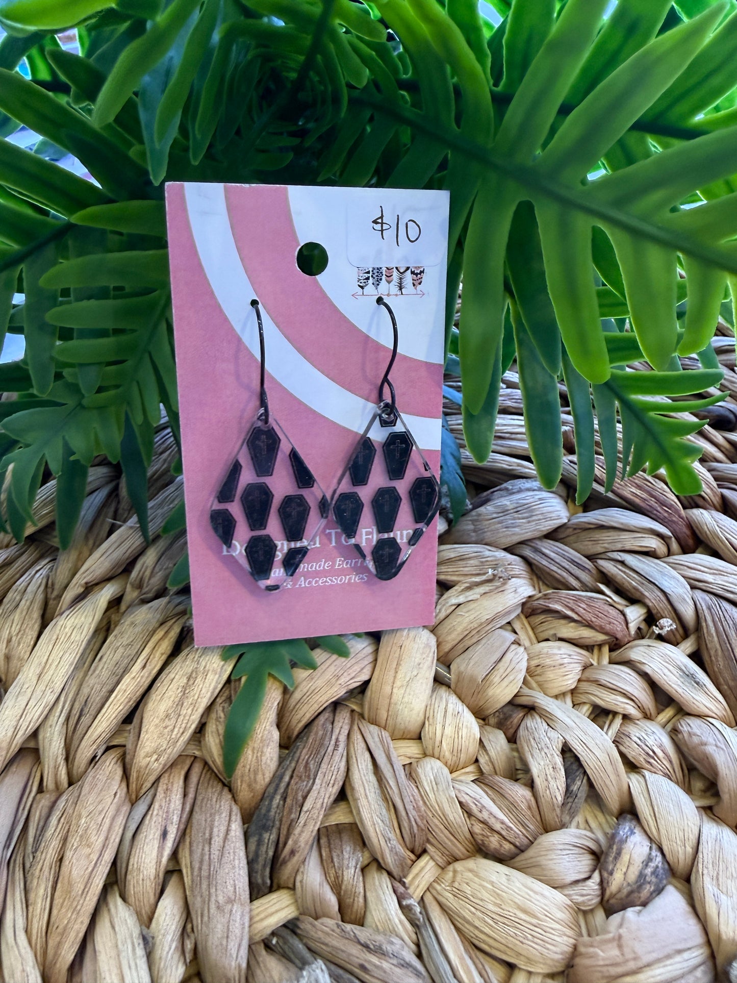 Coffin Scattered Print Dangle Earrings