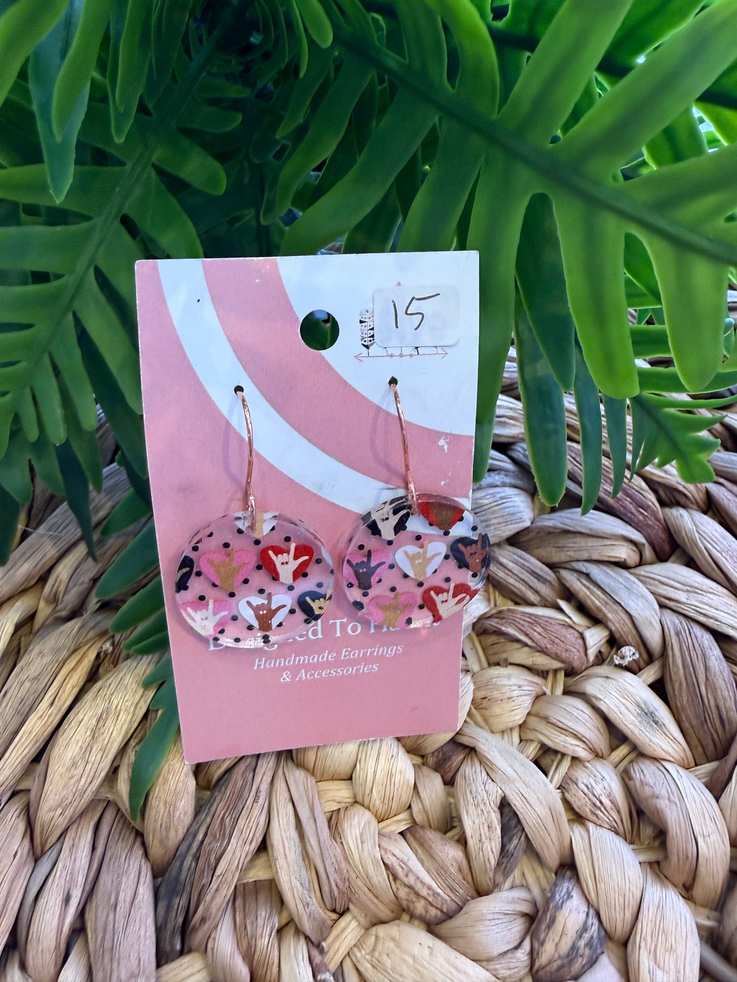 Sign Language ILY Scattered Print Dangle Earrings