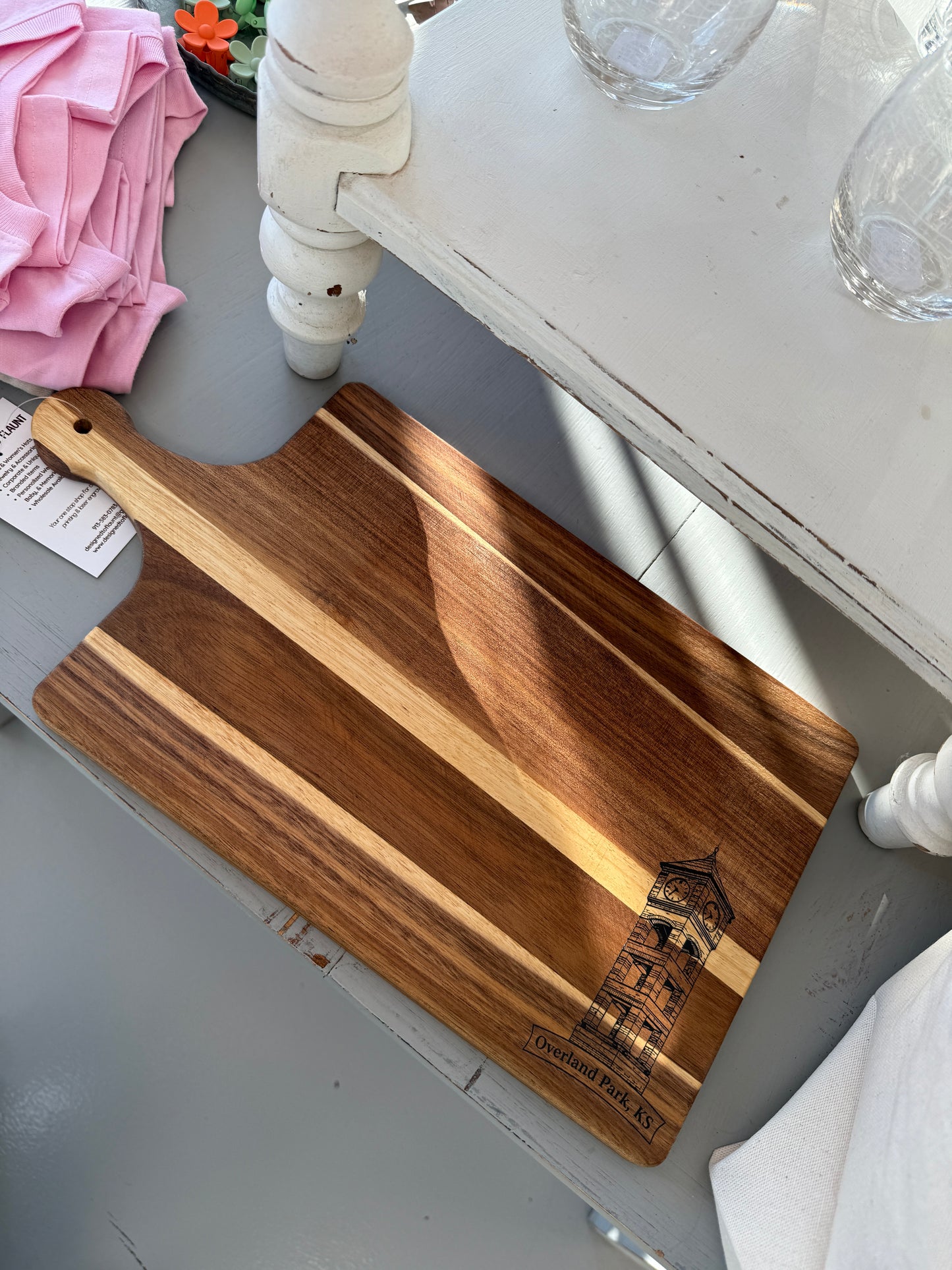 Overland Park Clock Tower Acacia Wooden Cutting Board