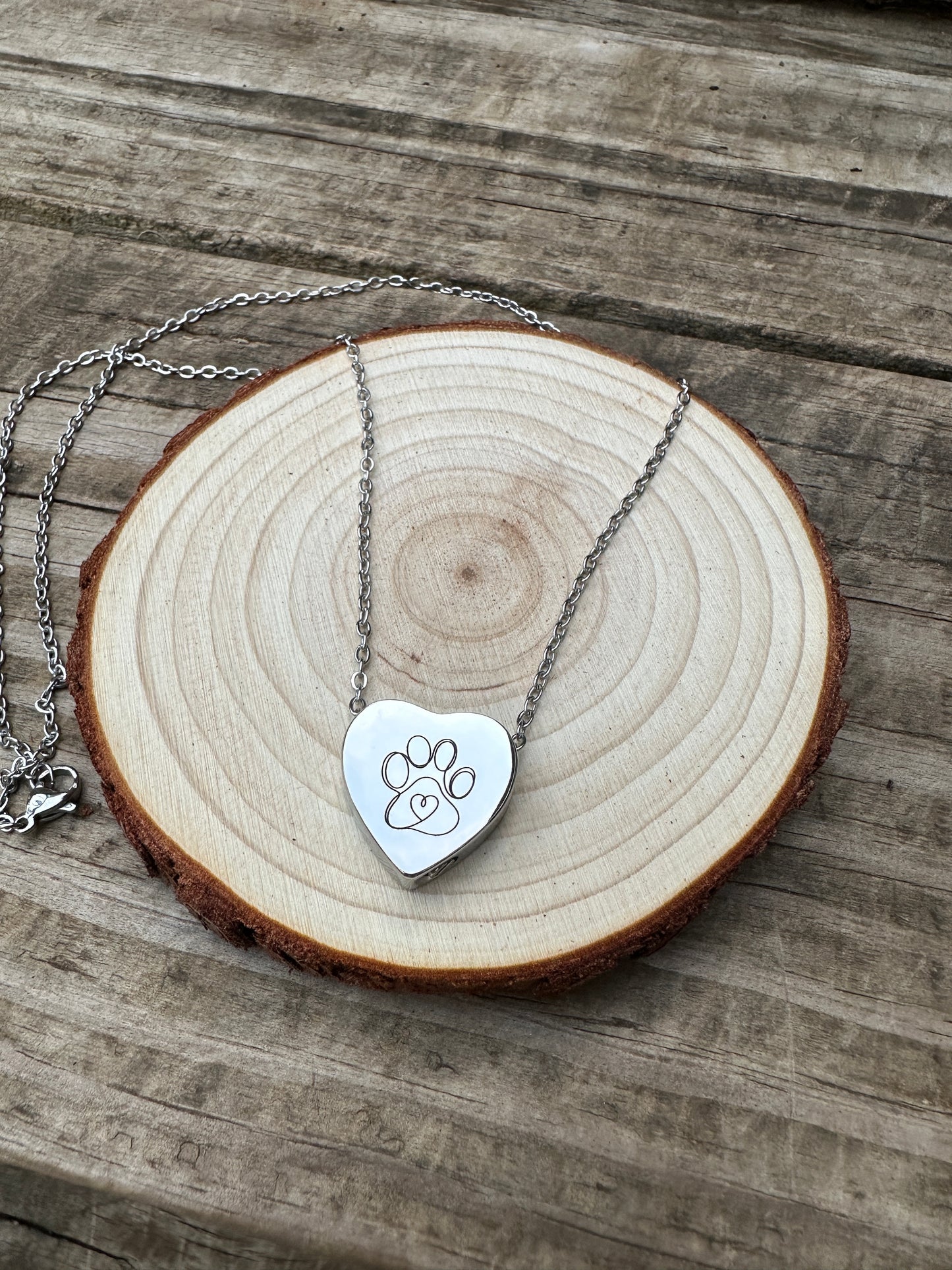 Heart Paw Cremation Urn Necklace