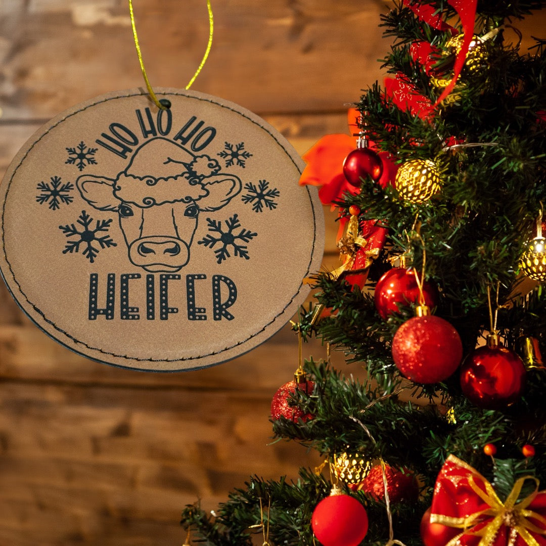 Ho Ho Ho Heifer Christmas Tree Ornament