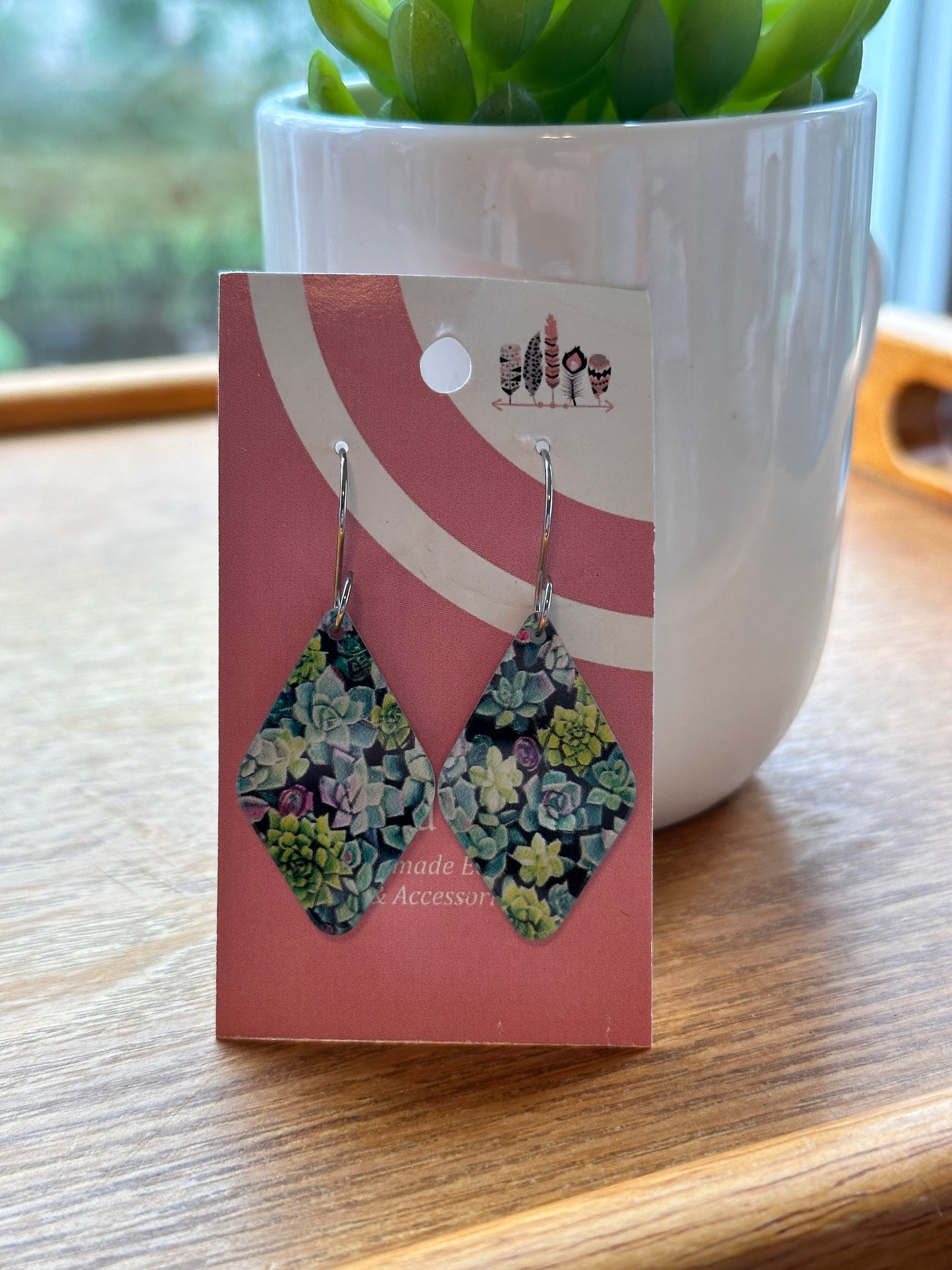 Succulent Scattered Print Dangle Earrings