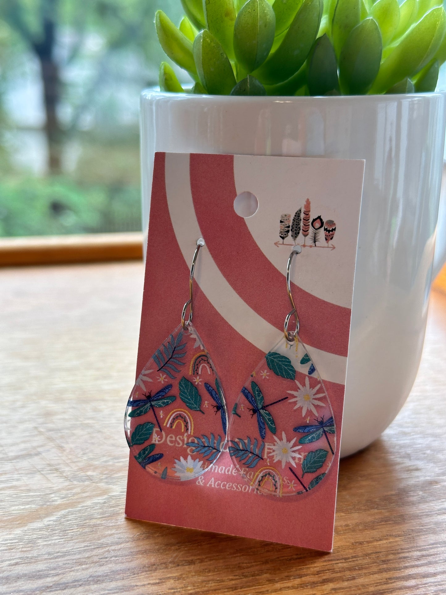 Dragonflies Scattered Print Dangle Earrings