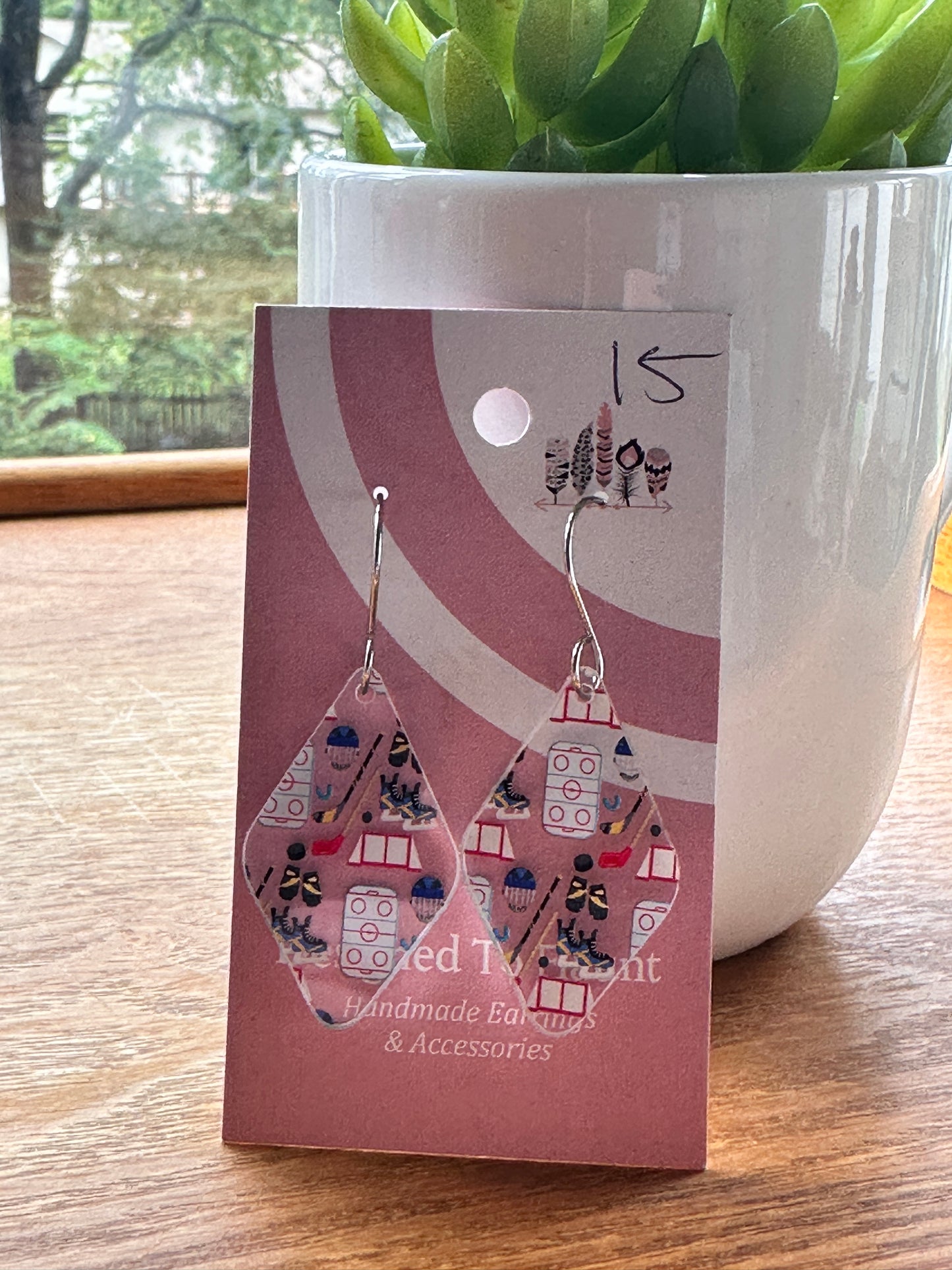 Hockey Acrylic Dangle Earrings