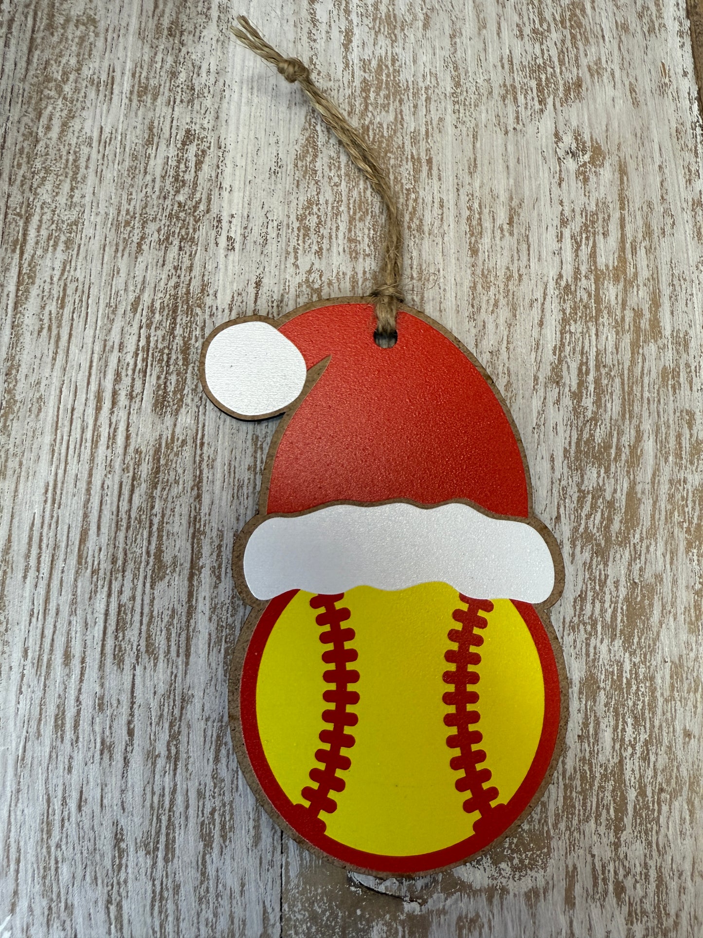 UV Printed Santa's Softball Player Personalized Name Ornament