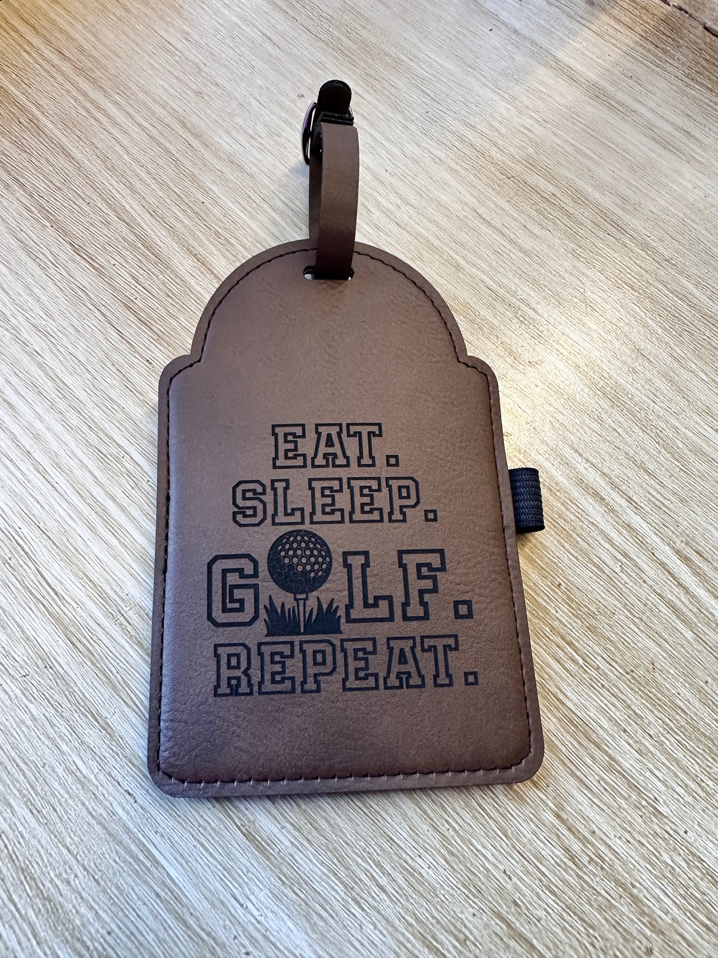 Hollow Font Eat Sleep Golf Bag Tag