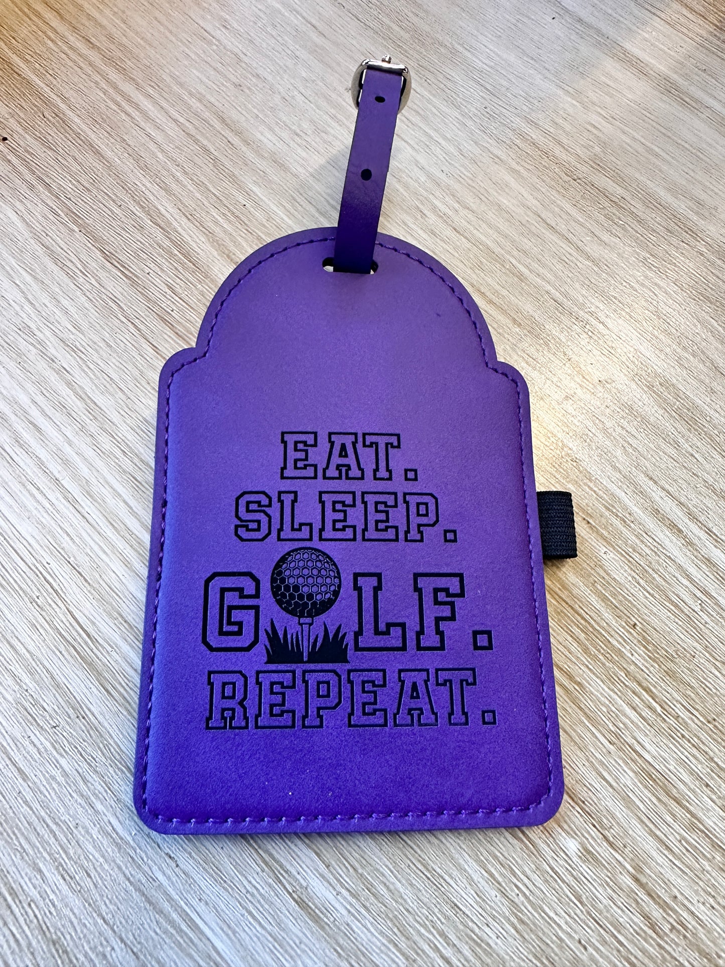 Hollow Font Eat Sleep Golf Bag Tag