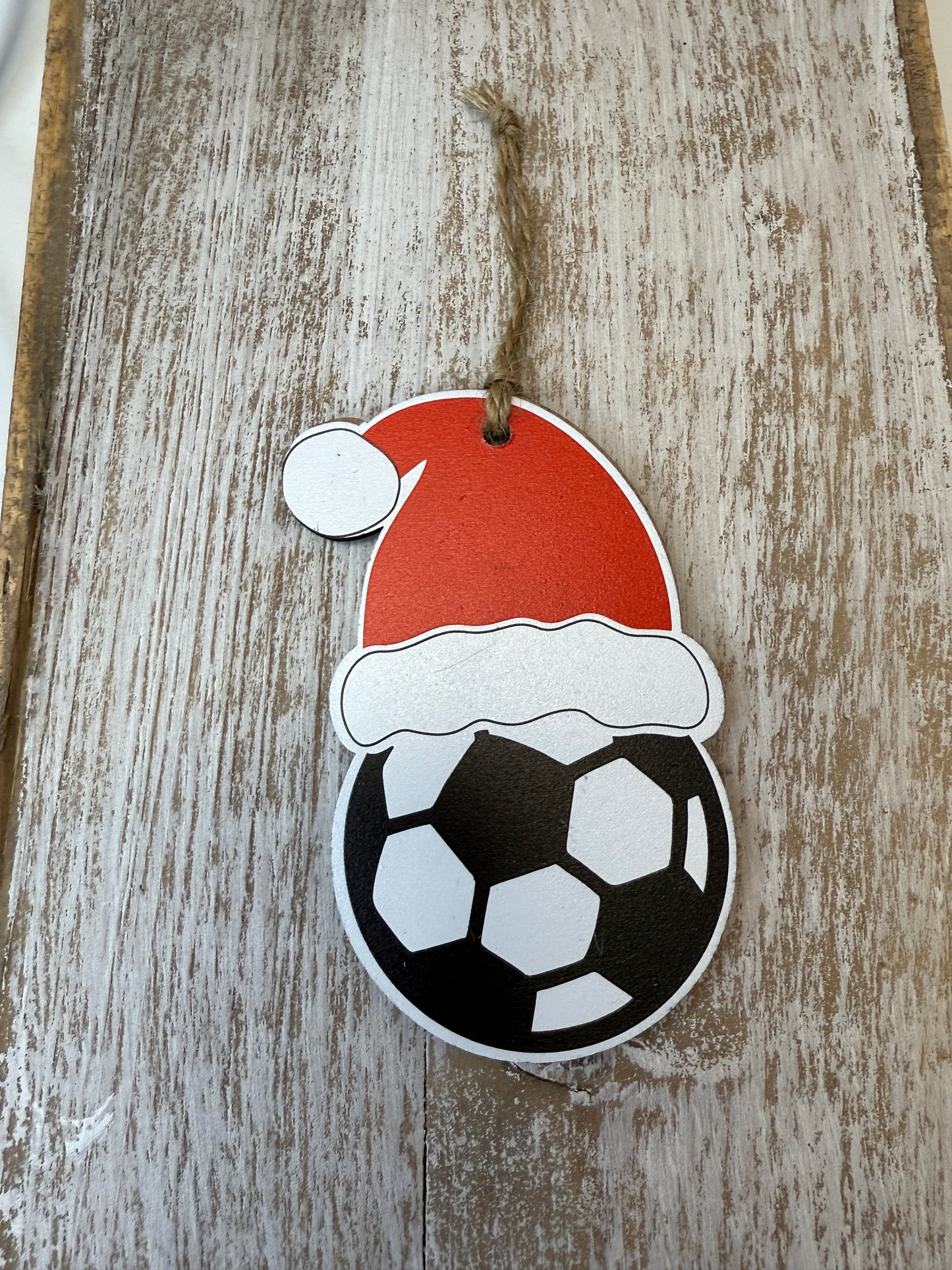 UV Printed Santa's Soccer Player Personalized Name Ornament