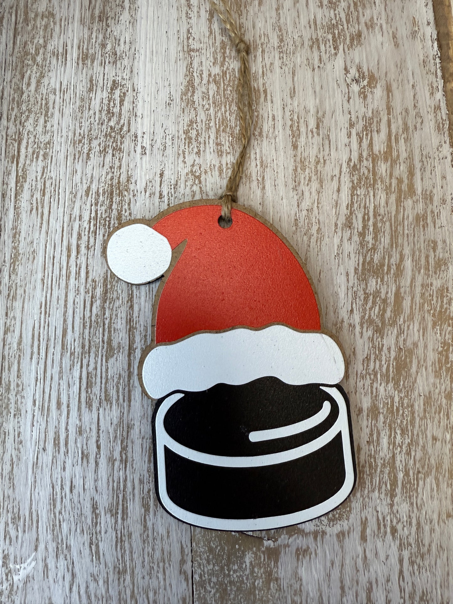 UV Printed Santa's Hockey Player Personalized Name Ornament