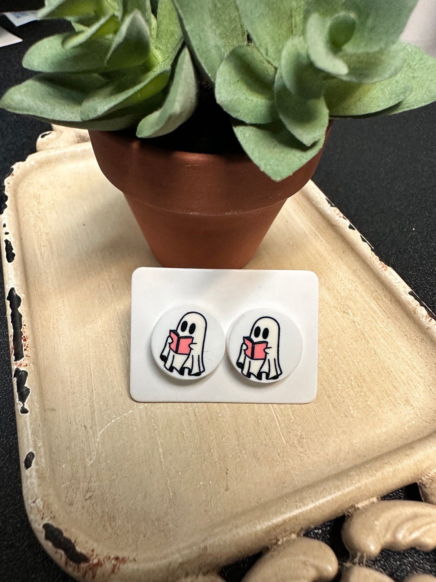 Sublimated Boo Bookaholic Acrylic Stud Earrings