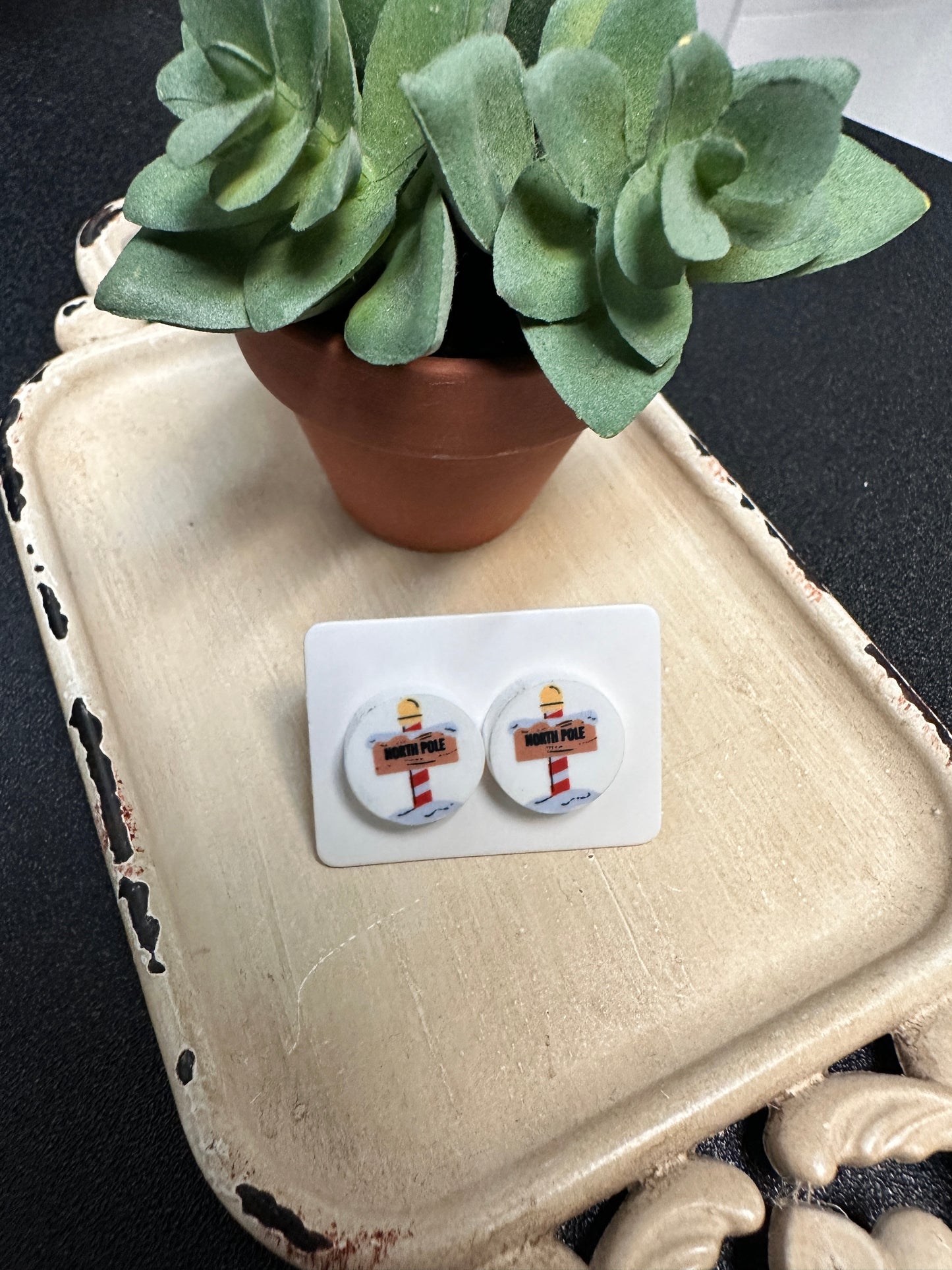 Sublimated North Pole Acrylic Stud Earrings