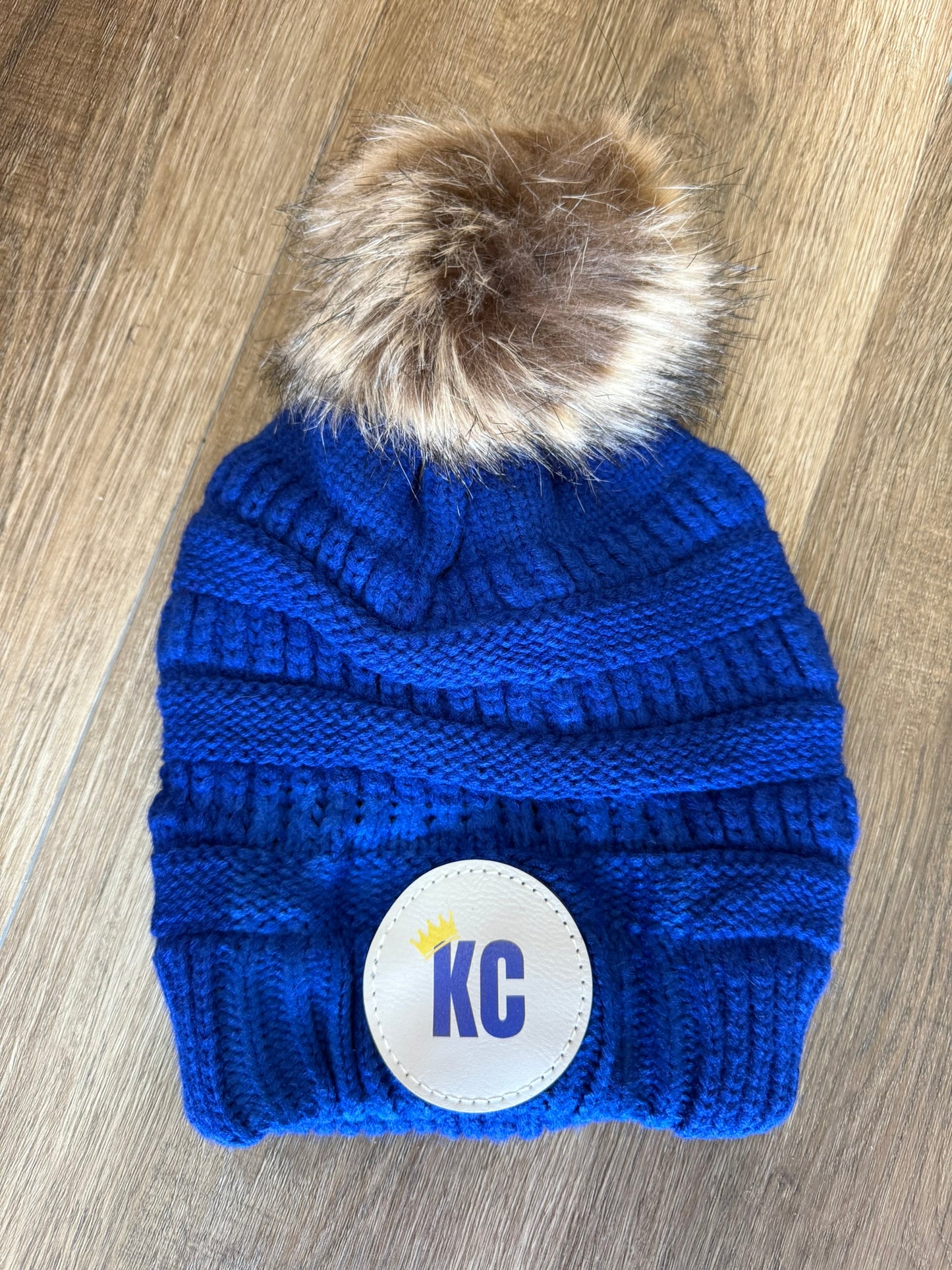 UV Printed KC Crown Knitted Pom Beanie