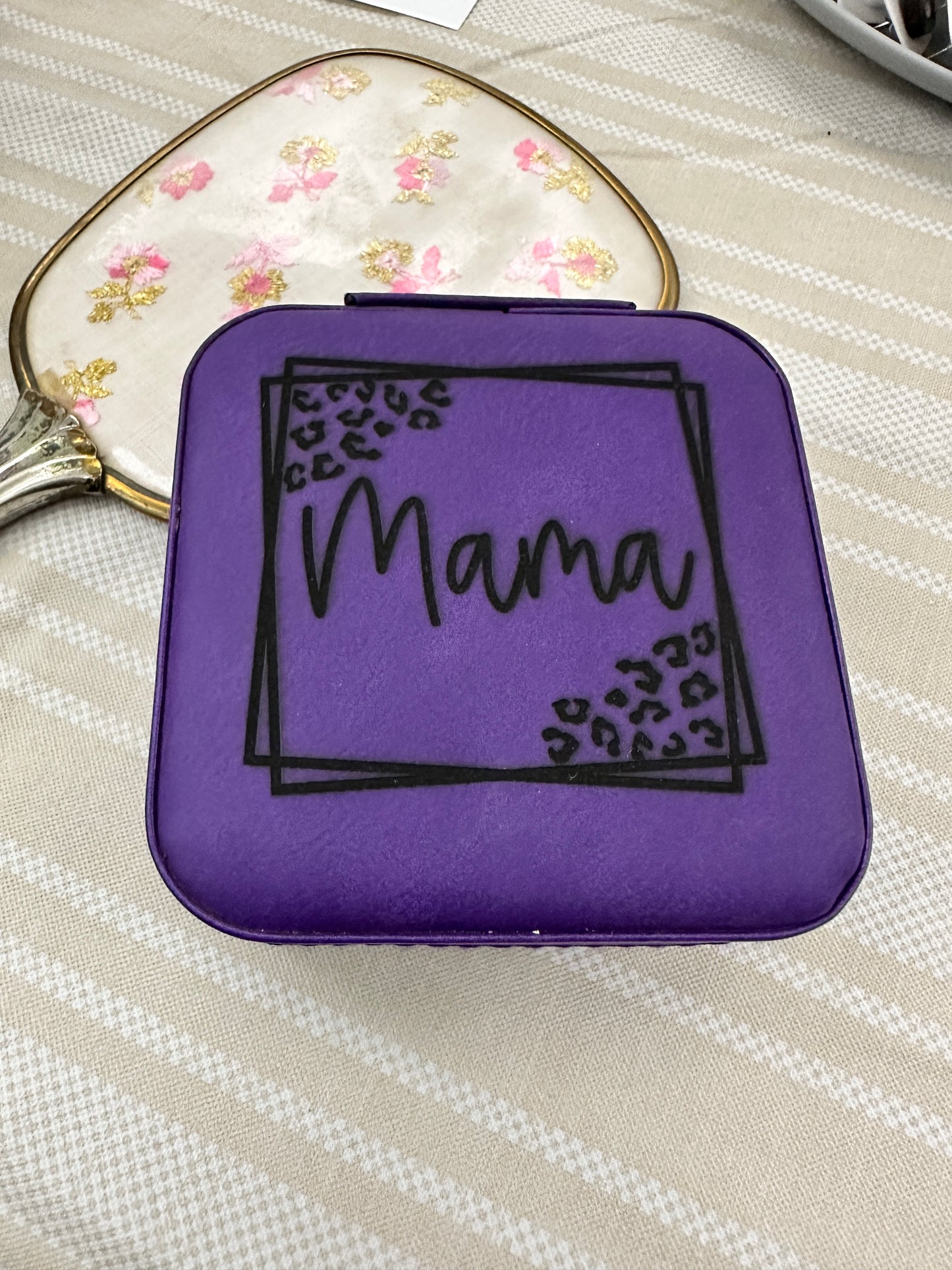 Framed Mama Cheetah Print Jewelry Box