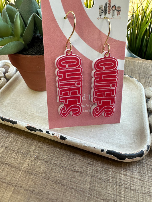 Chiefs Block Dangle Earrings