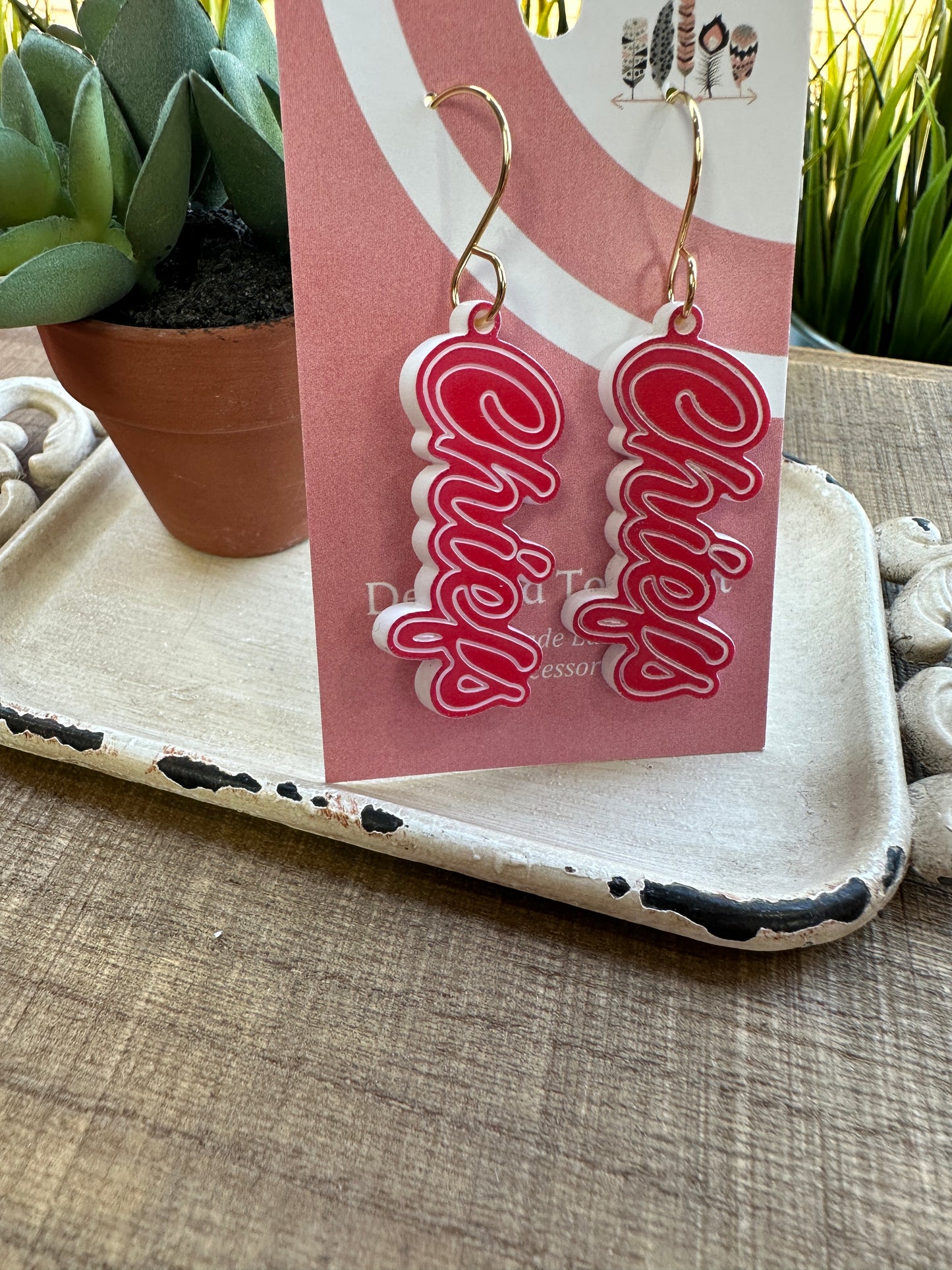 Chiefs Cursive Dangle Earrings