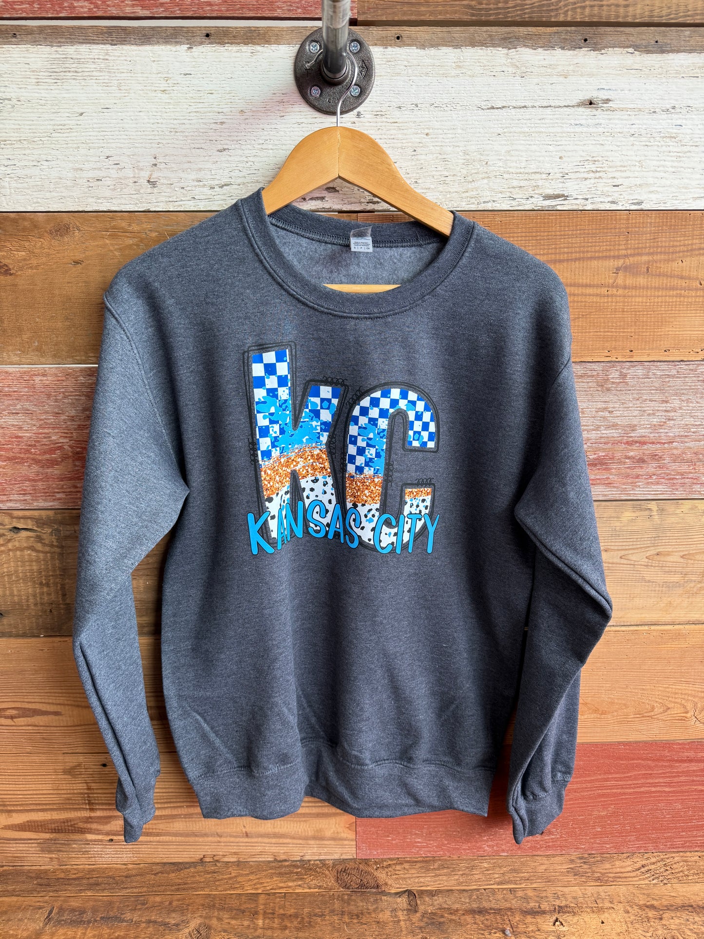 Blue KC Checkered Paint Sweatshirt