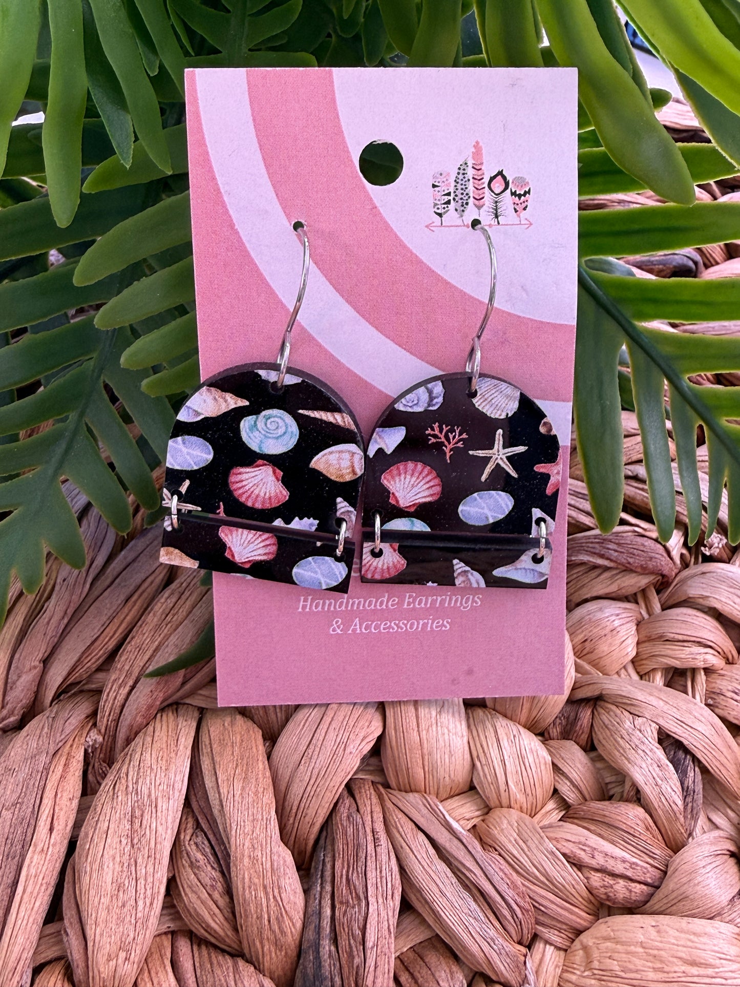 Midnight Tide Seashell Dangle Earrings