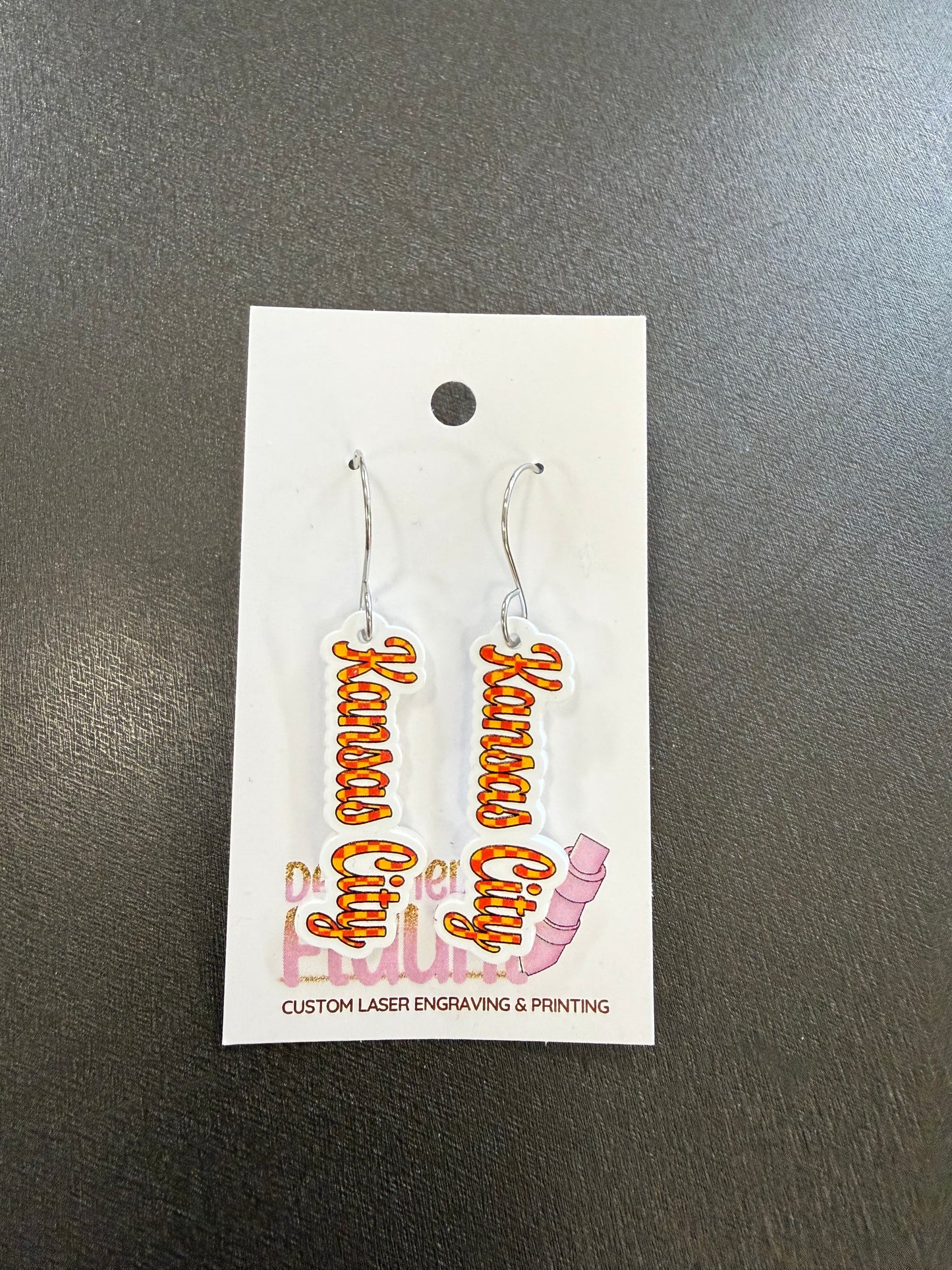 UV Printed Kansas City Check Acrylic Dangle Earrings
