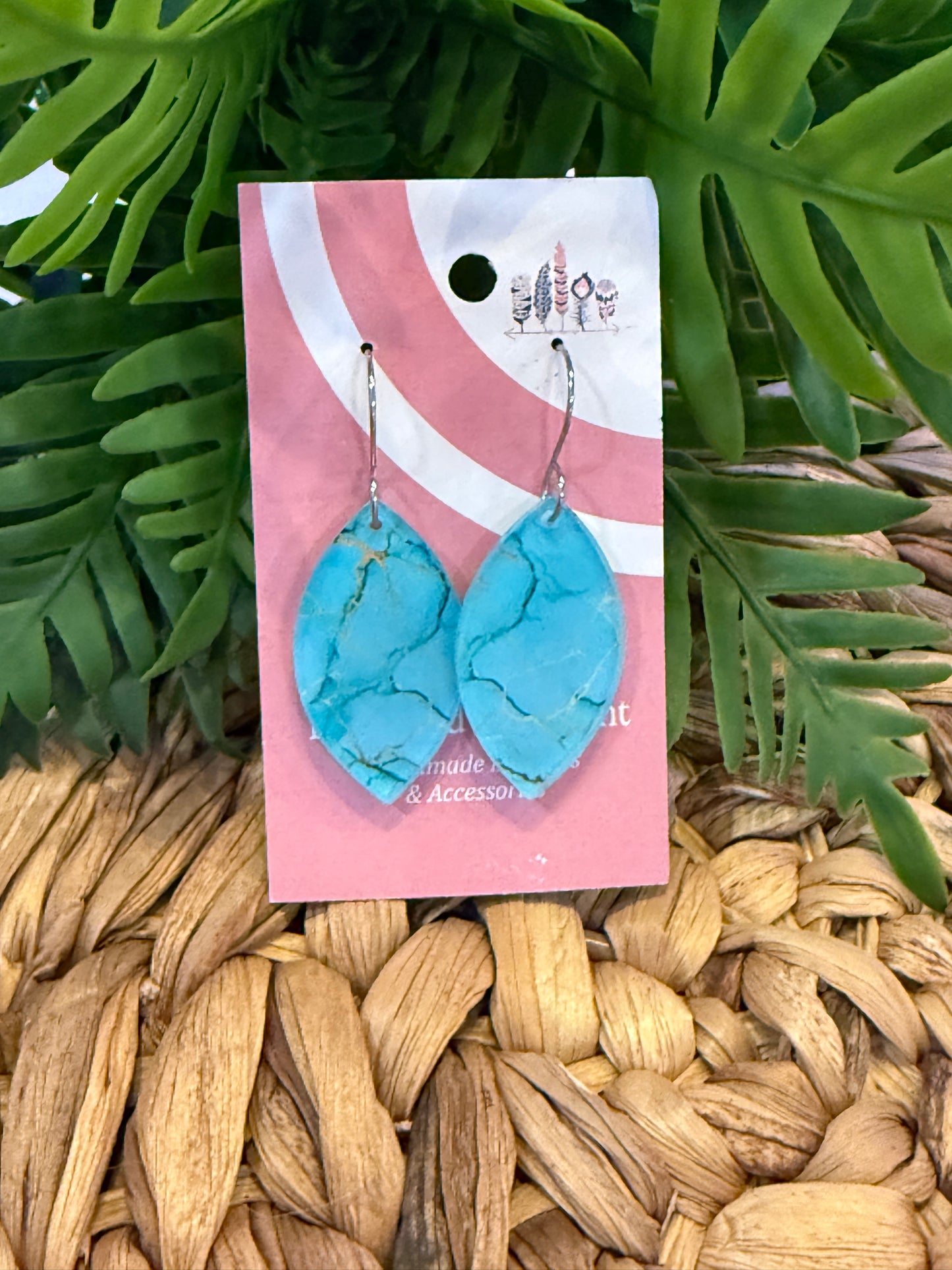 UV Printed Turquoise Vein Dangle Earrings