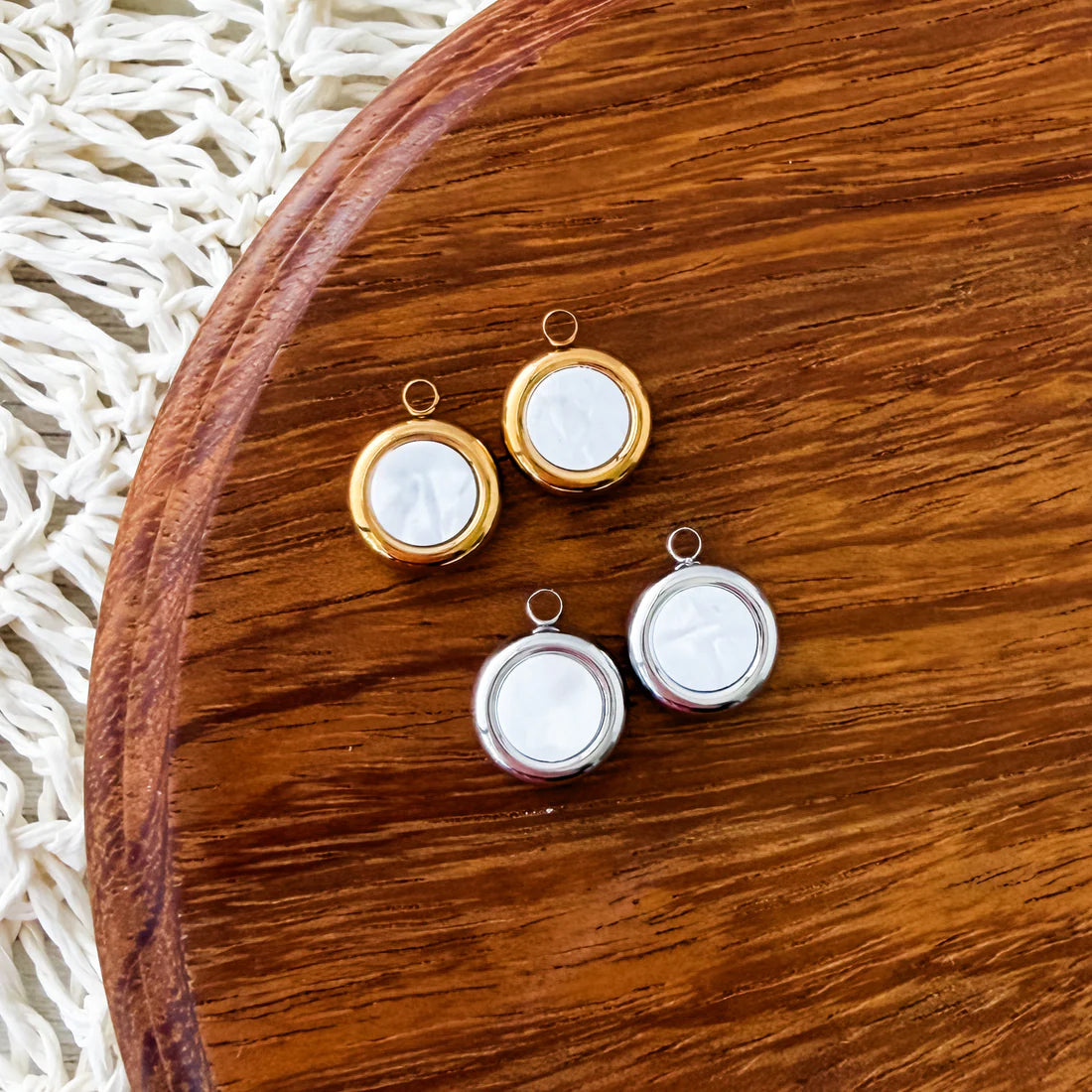 Pearlescent White Circle Charm