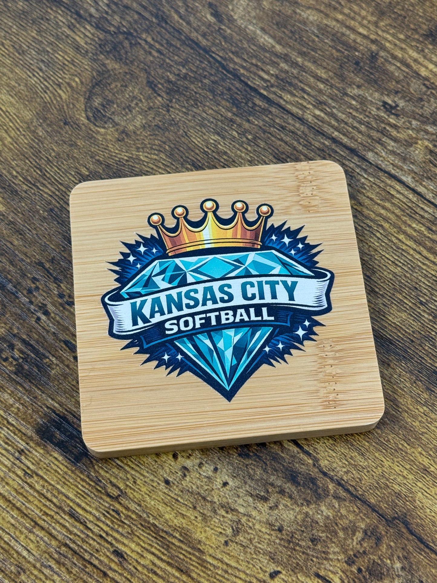 UV Printed KC Softball Wooden Coaster