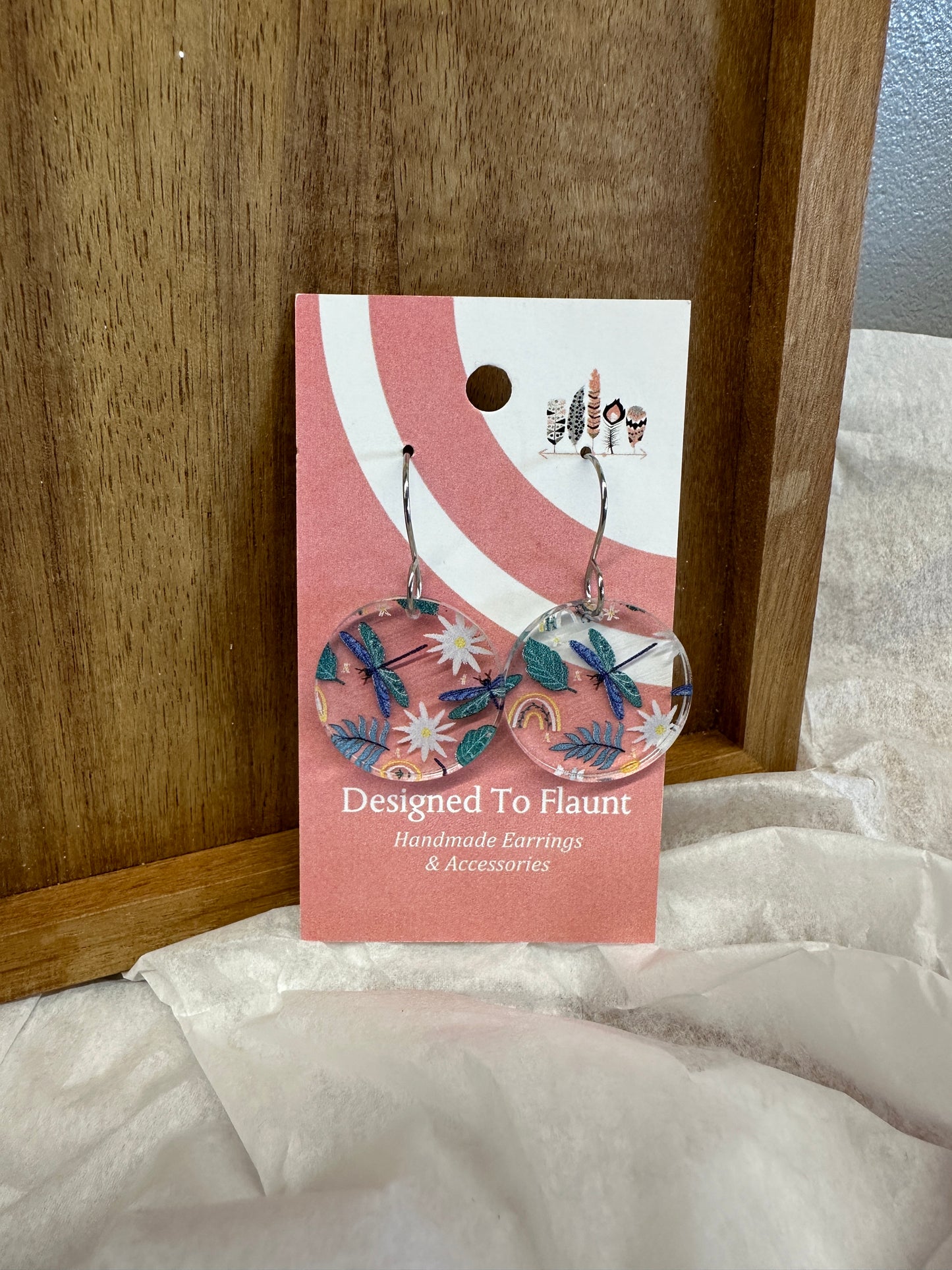 Dragonflies Scattered Print Dangle Earrings