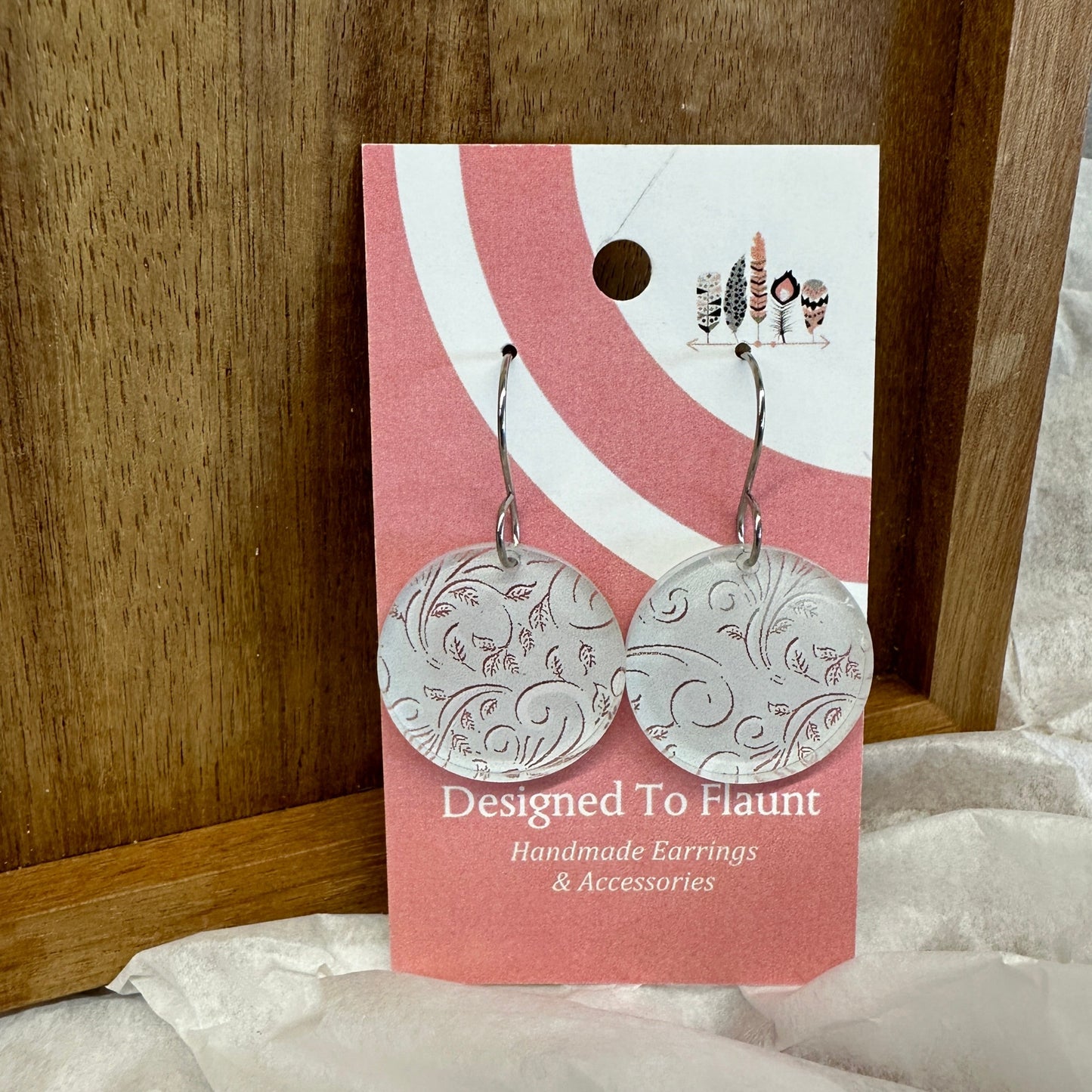 Wedding Scrolls Print Dangle Earrings