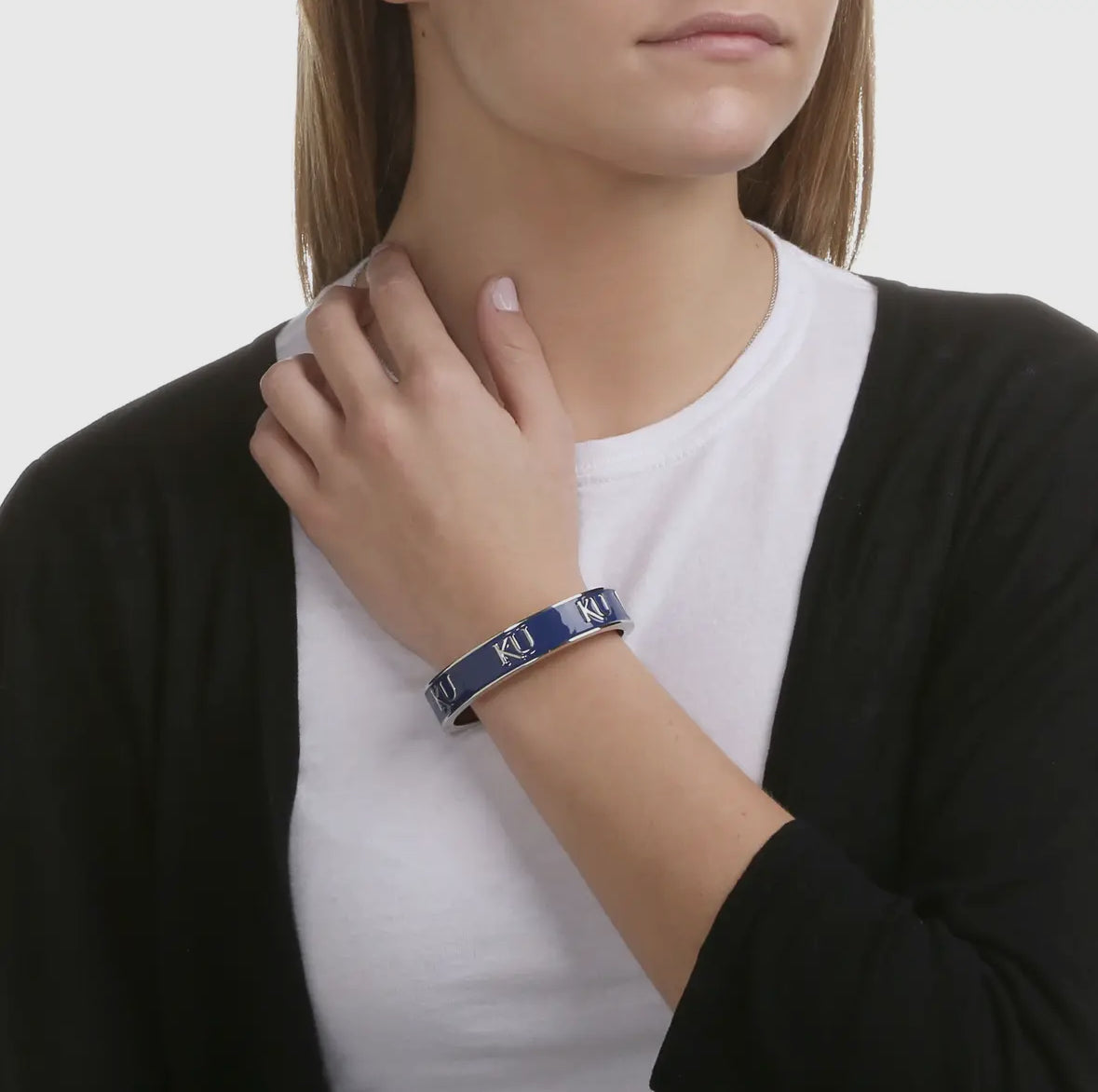 Kansas Jayhawks Logo Bangle Silver Plated