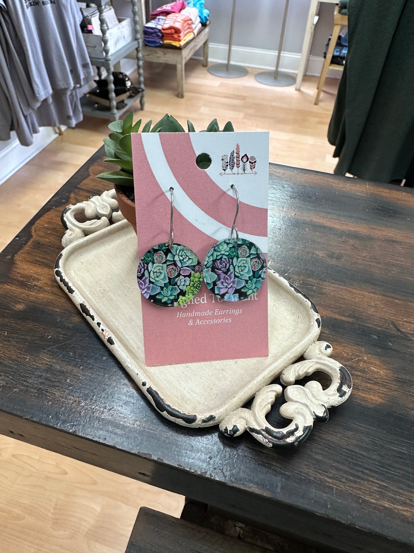 Succulent Scattered Print Dangle Earrings