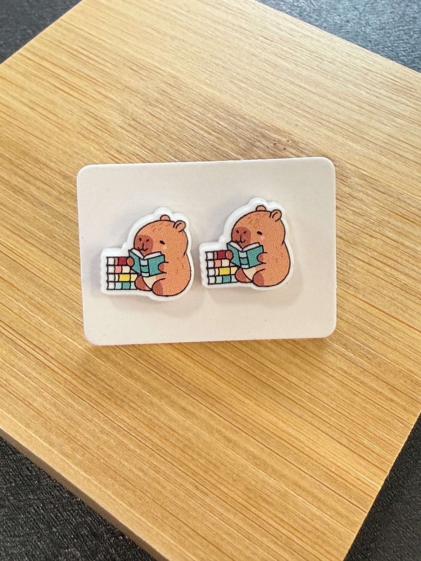 Cozy Chapters Capybara Acrylic Stud Earrings