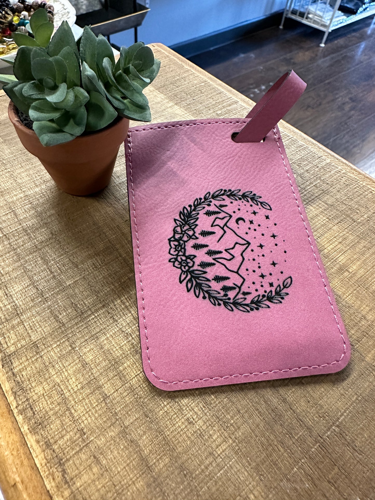 Floral Mountain View Luggage Tag