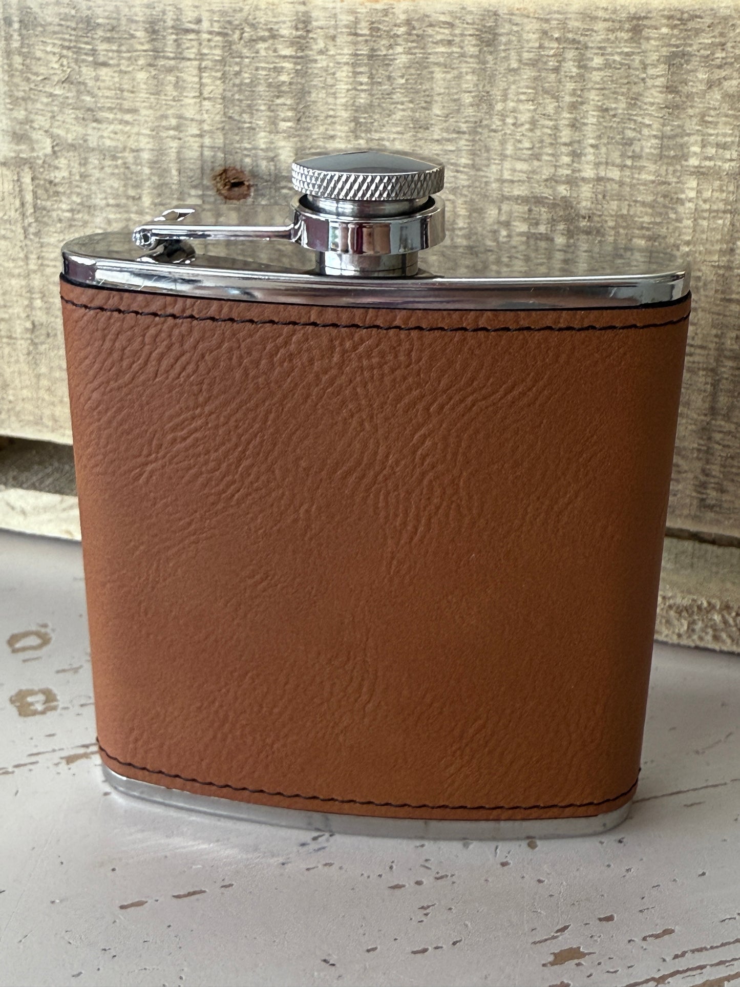 KC Baseball 6 oz Leatherette and Stainless Steel Flask