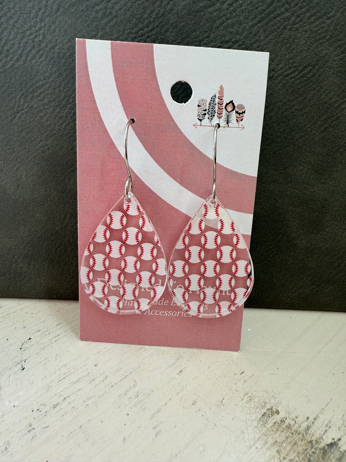 Baseball Scattered Print Dangle Earrings