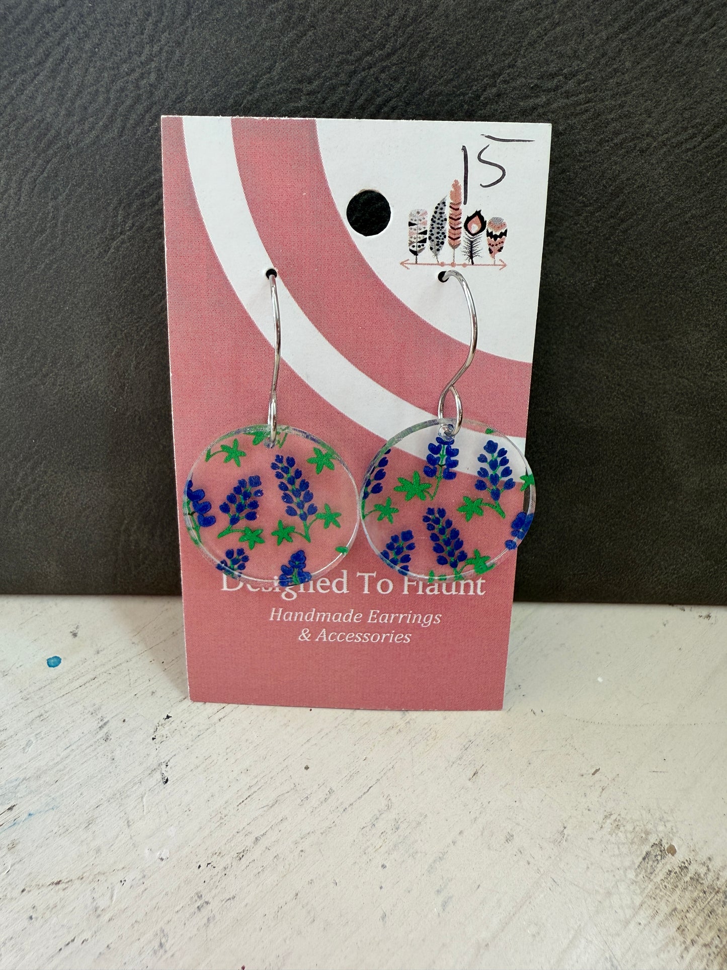 Blue Bonnets Scattered Print Dangle Earrings