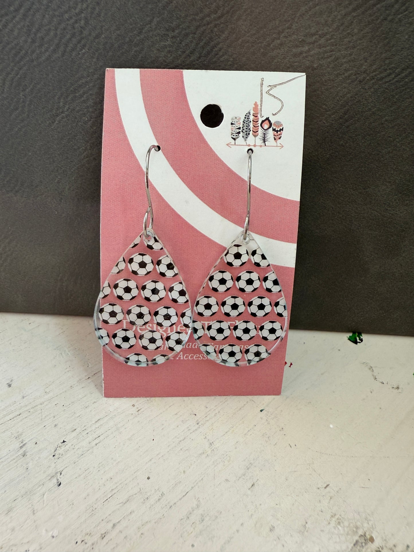 Soccer Scattered Print Dangle Earrings