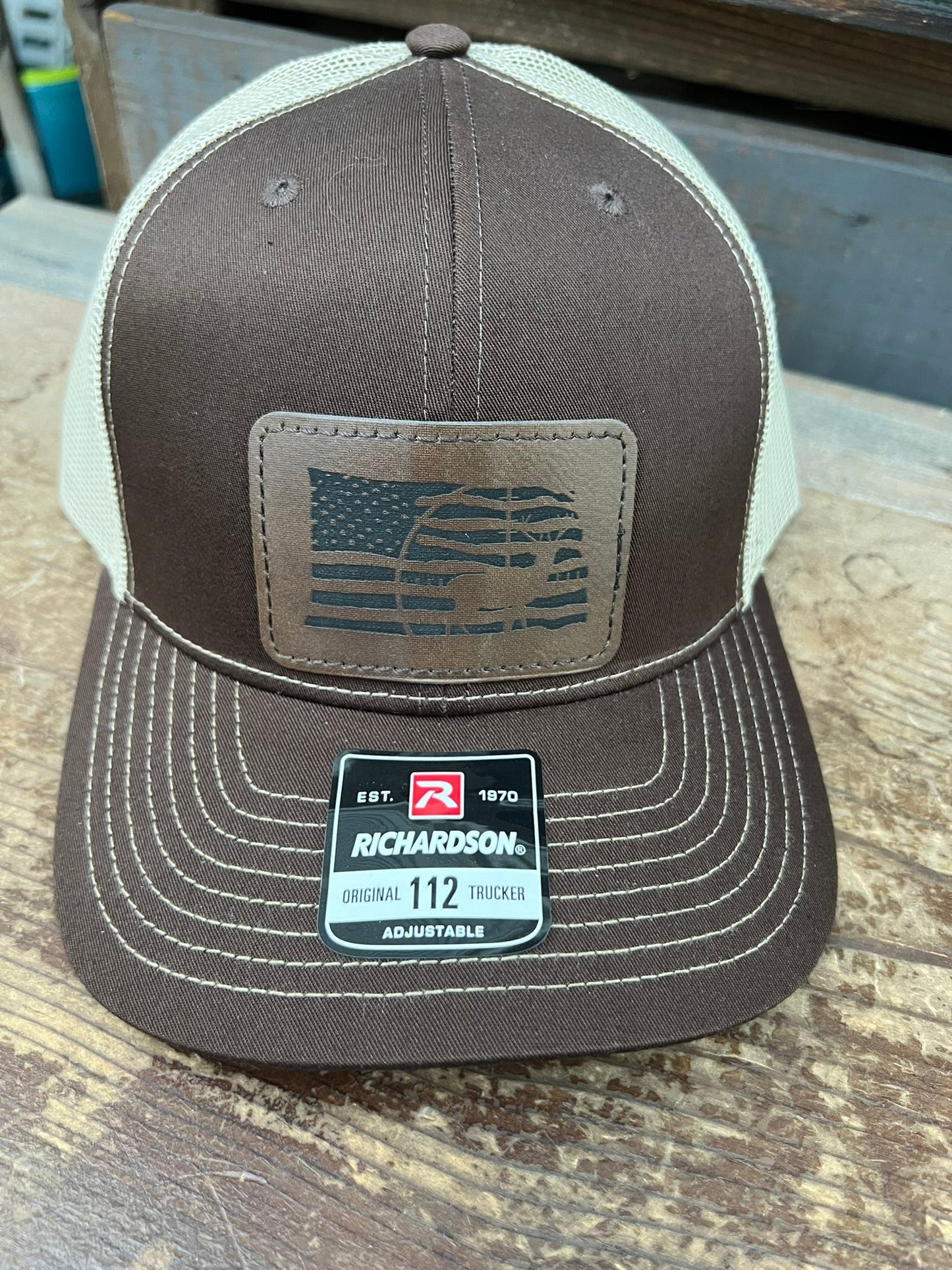 American Flag Buck Men's Richardson 112 Trucker Hat