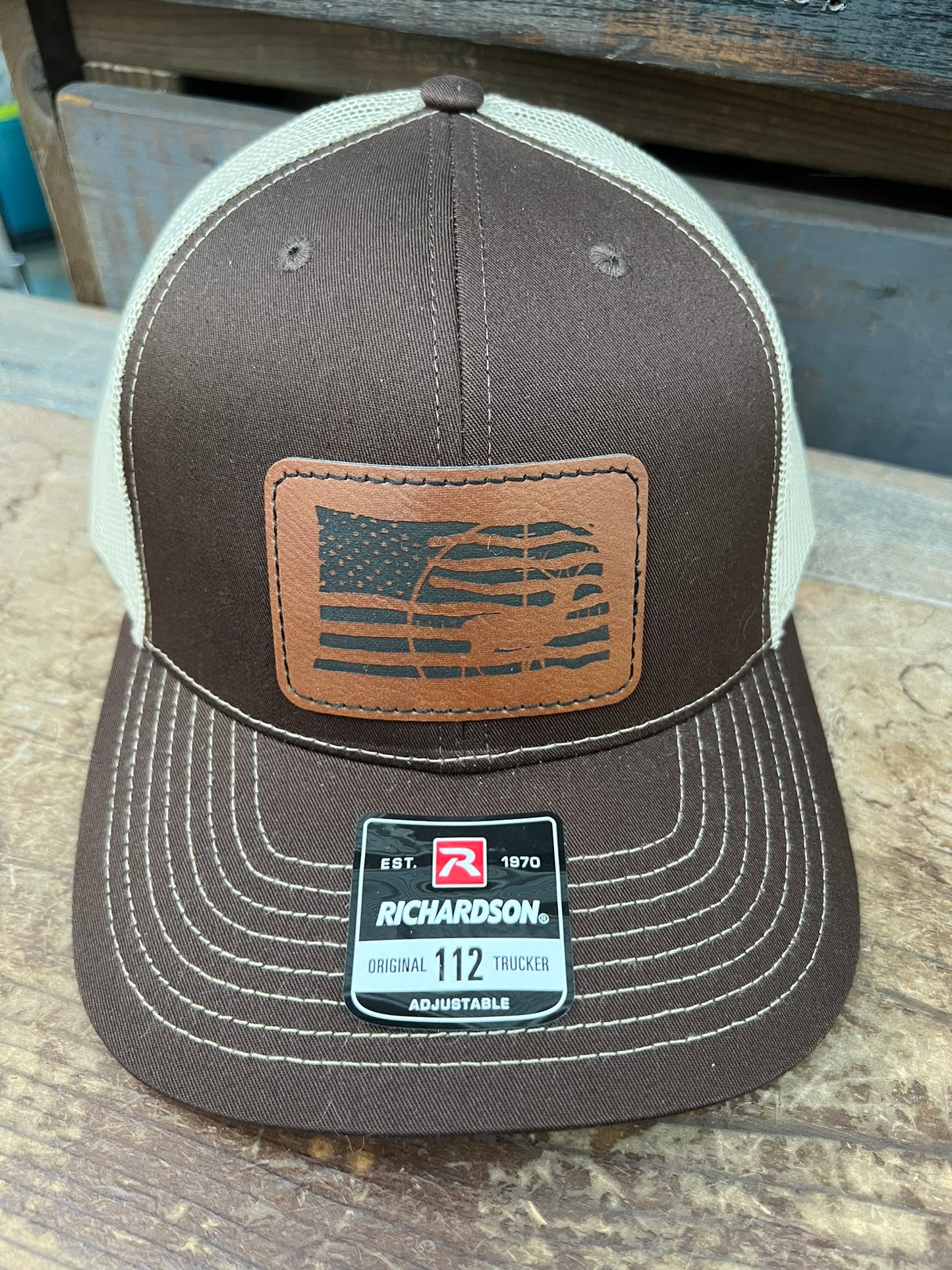 American Flag Buck Men's Richardson 112 Trucker Hat