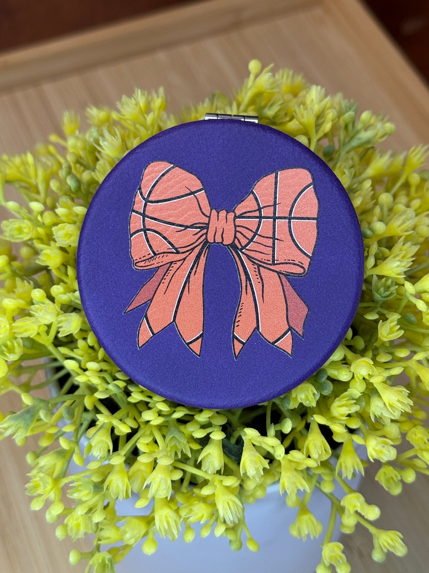 UV Printed Basketball Bow Compact Mirror