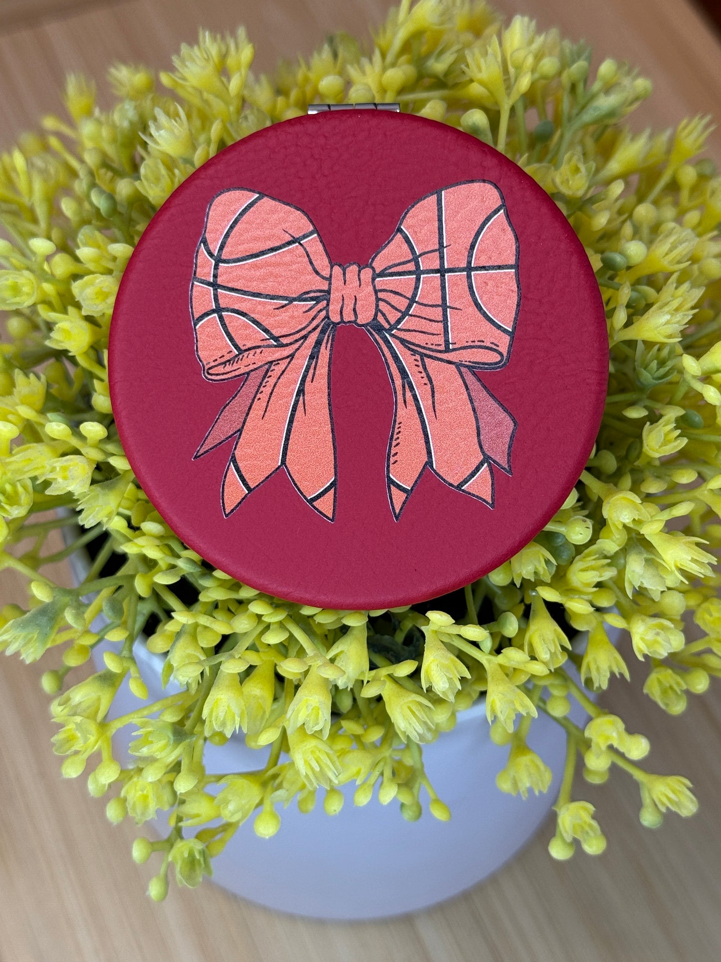 UV Printed Basketball Bow Compact Mirror