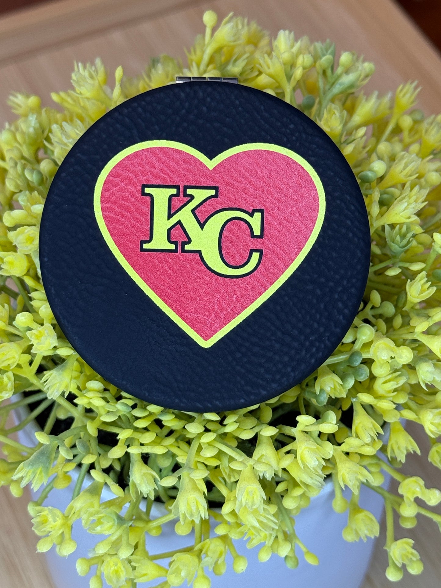 UV Printed Red KC Heart Compact Mirror