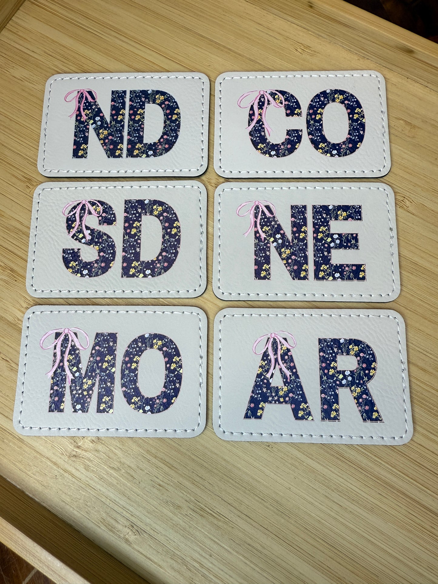 UV Printed State Abbreviations Leatherette Patches