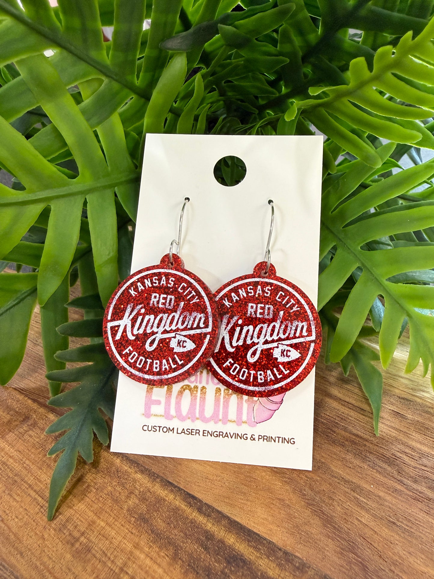 Vintage Distressed Red Kingdom Glitter Earrings
