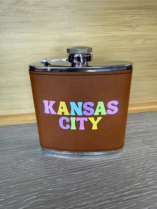 UV Printed Personalized Pastel City Name 6 oz Flask