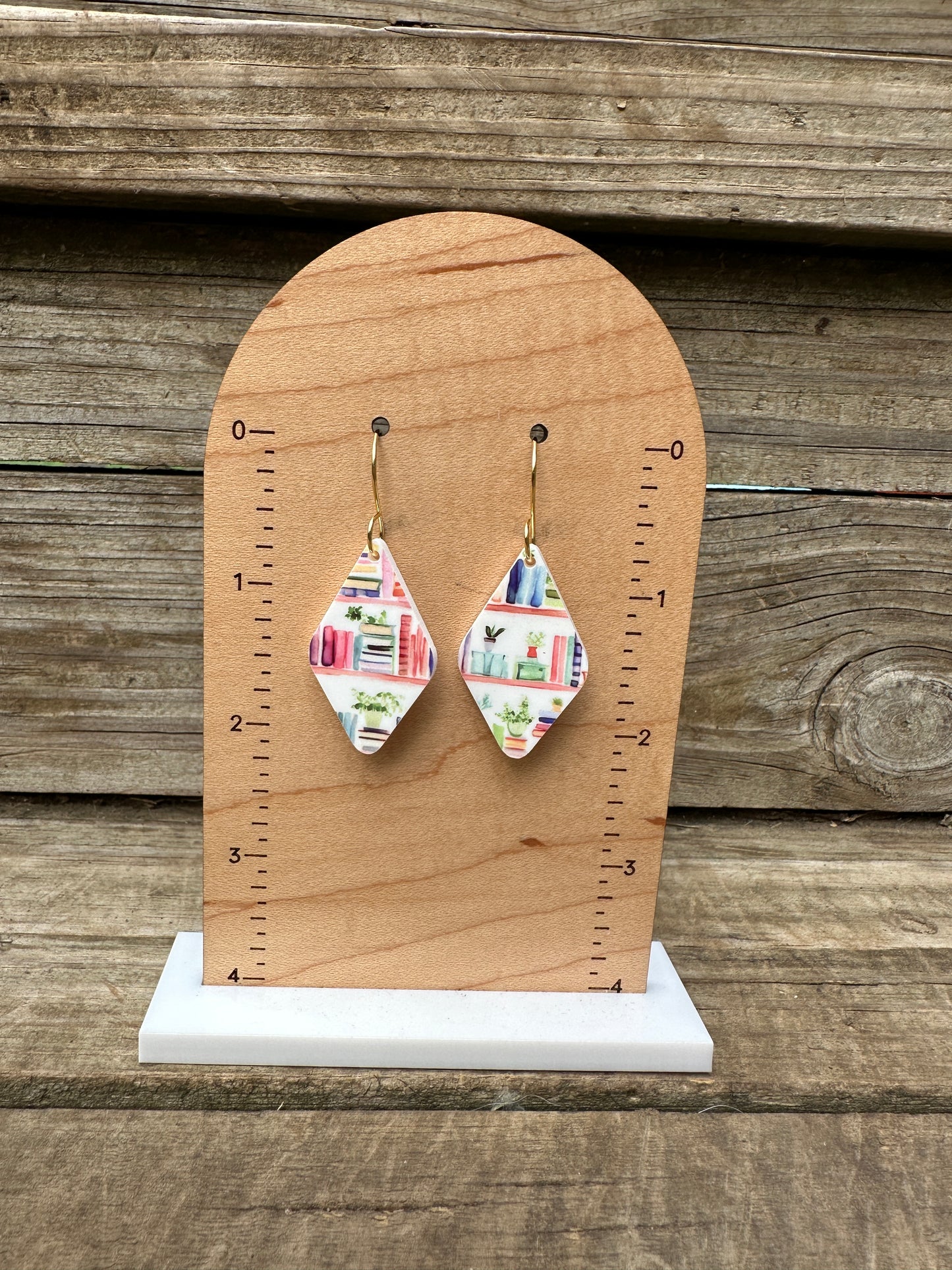 Aesthetic Bookshelf Acrylic Dangle Earrings