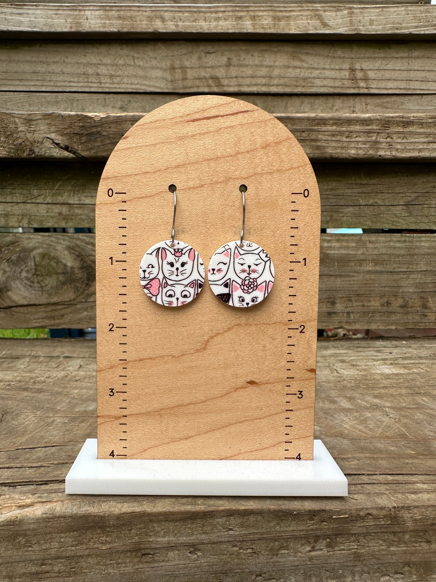 Fancy Feline Acrylic Dangle Earrings